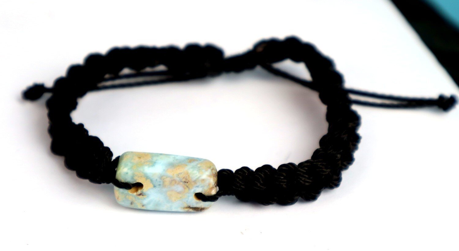 Rarest Natural Ocean Blue Larimar Bracelet Wristband adjustable cord – photo 5