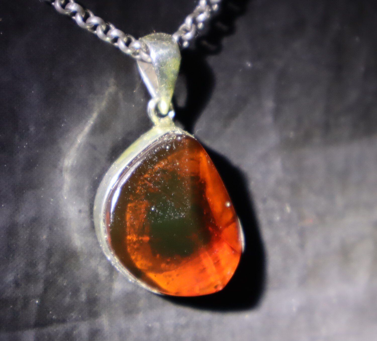 Beautiful Natural Clear Yellow Orange Amber .925 Sterling Silver Pendant 33mm – photo 6