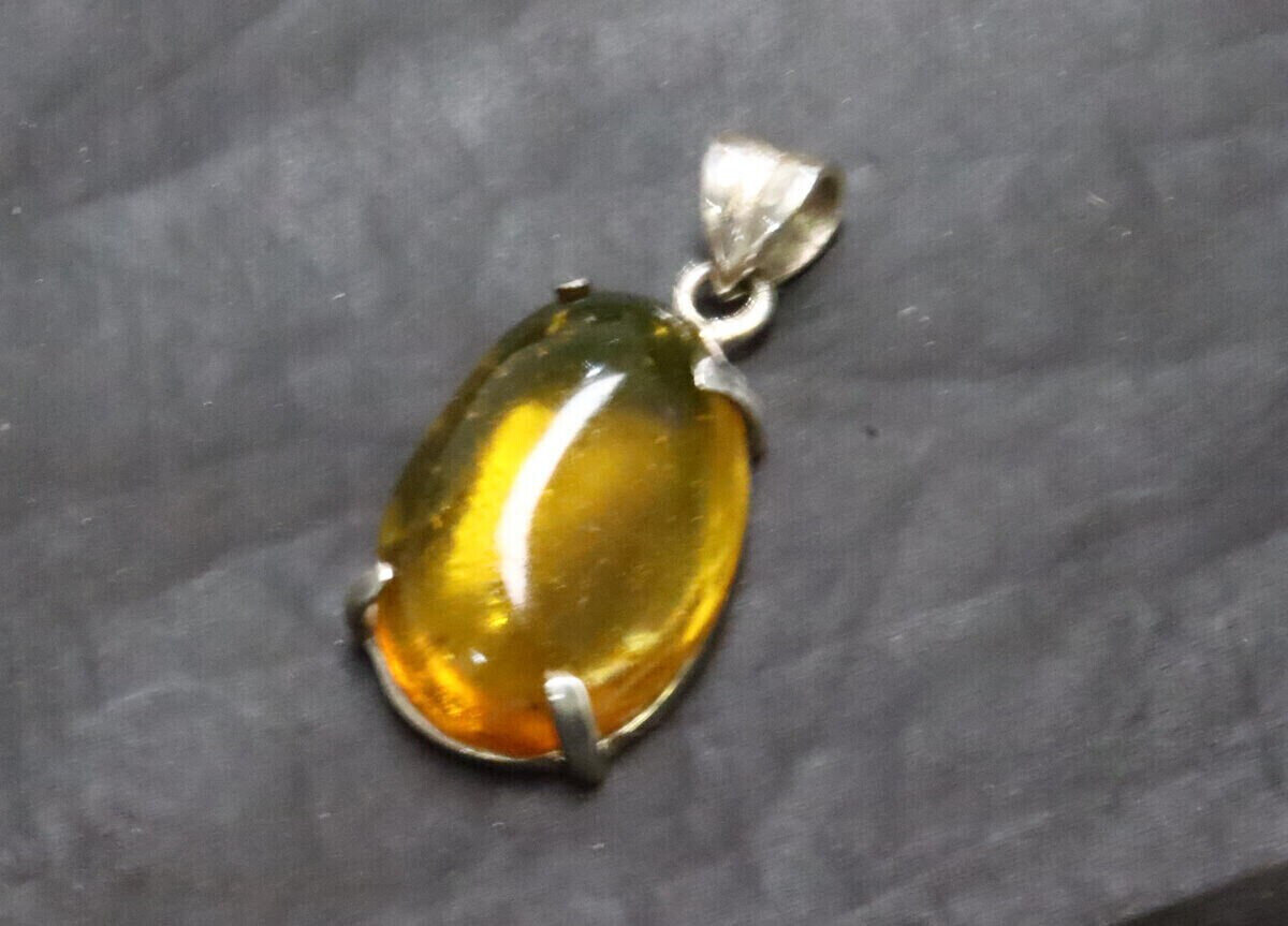 Impressive Natural Clear Orange Yellow Amber .925 Sterling Silver Pendant 37mm – photo 6