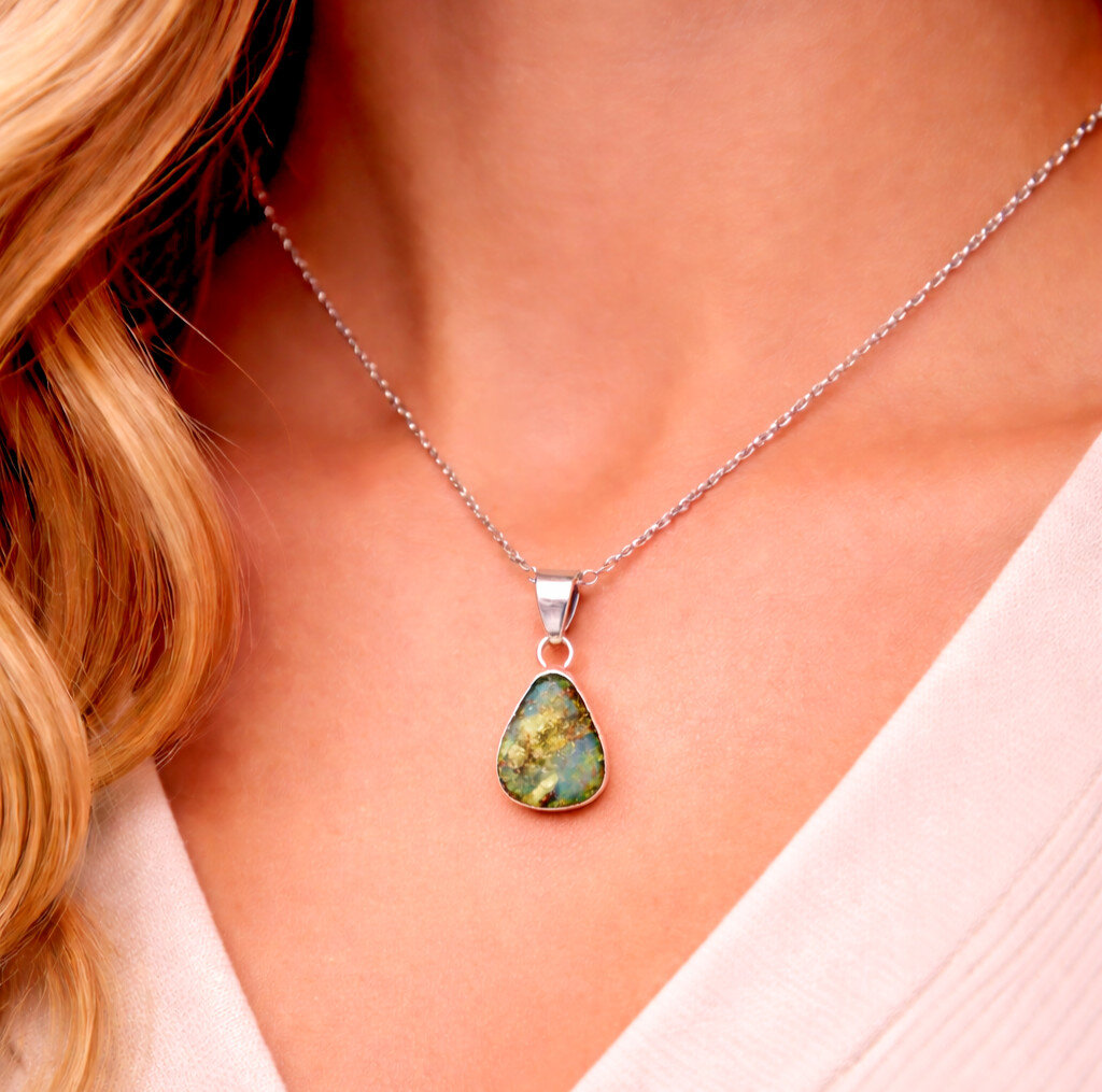 Impressive Natural Translucent Ocean Blue Amber 925 Sterling Silver Pendant 32mm – photo 4