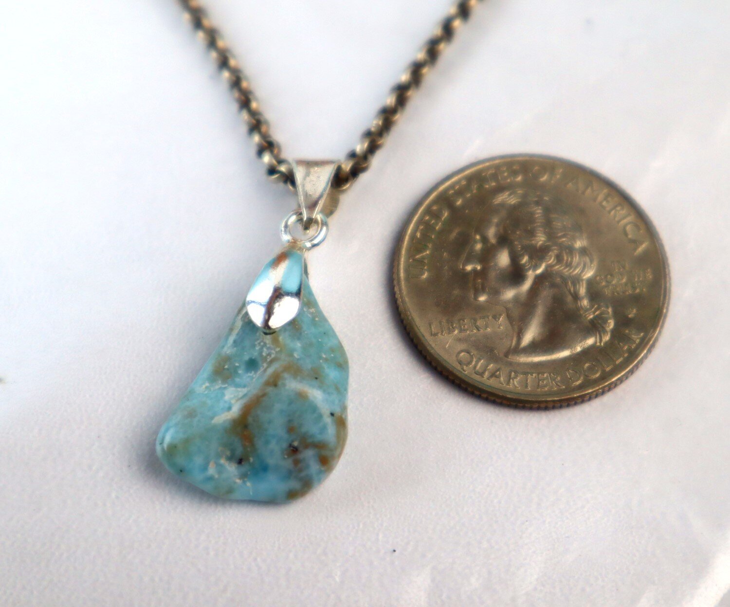Genuine Dominican Blue Larimar Unique 925 Sterling Silver Pendant 1.3 Inch 3.5g – photo 6
