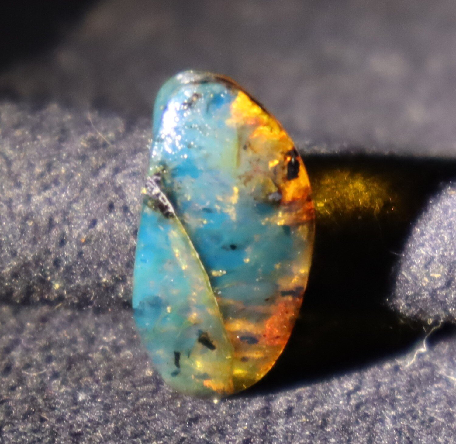 Lovely Natural Dominic. Translucent Deep Blue Amber Polished Cabochon Stone 17mm – photo 7