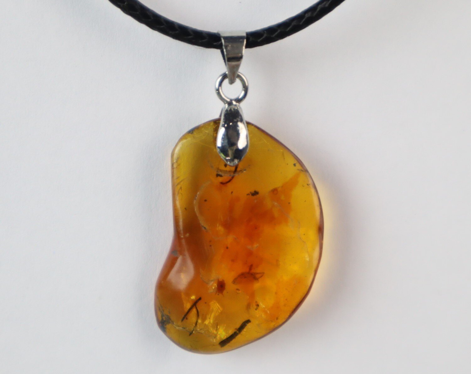 Charming Design Natural Clear Orange Amber Fossil inclusion Necklace adjustable – photo 4