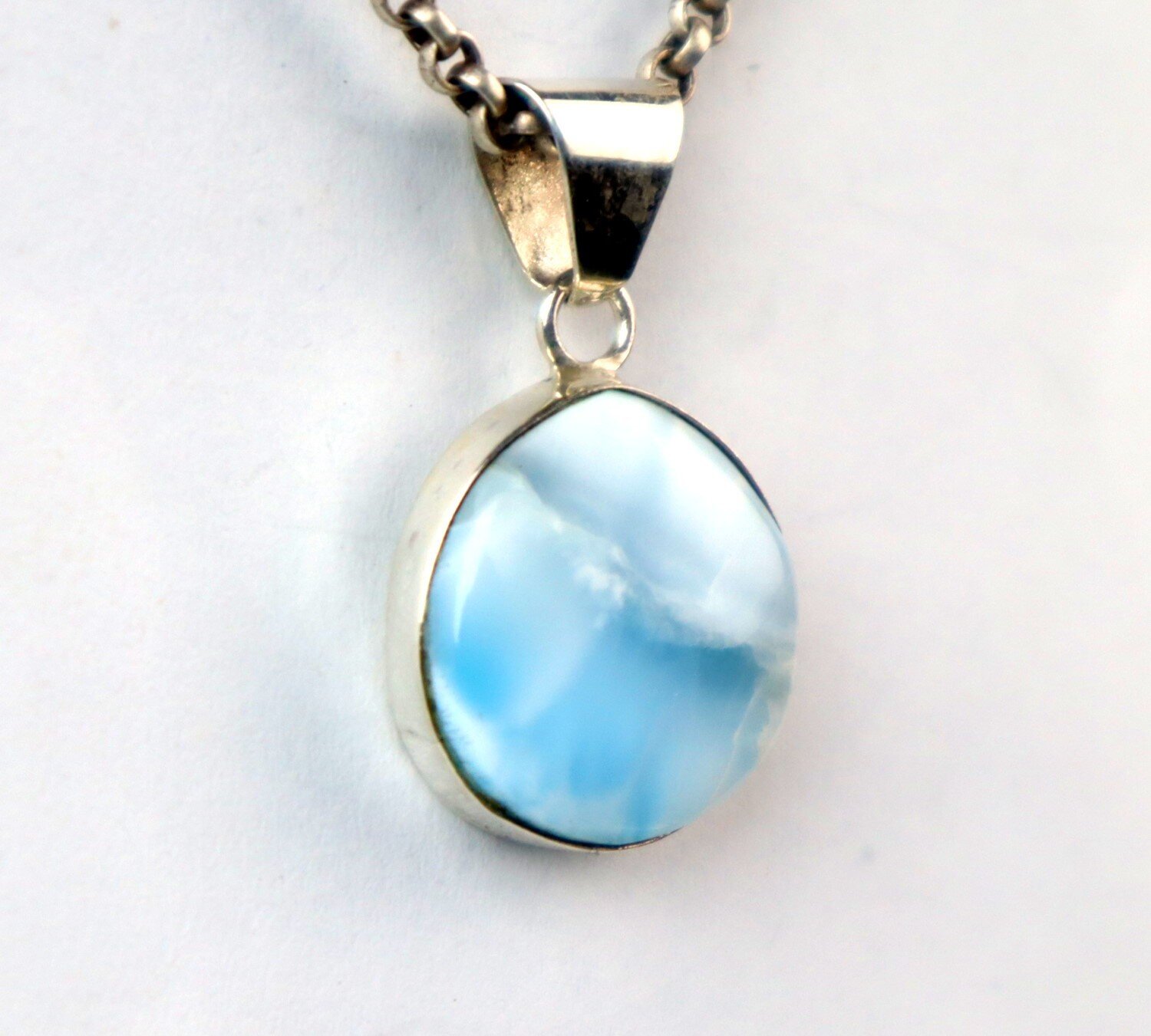 Hochwertiger Larimar Anhänger aus 925 Sterling Silber – Ozeanblau, Handgefertigt – photo 4