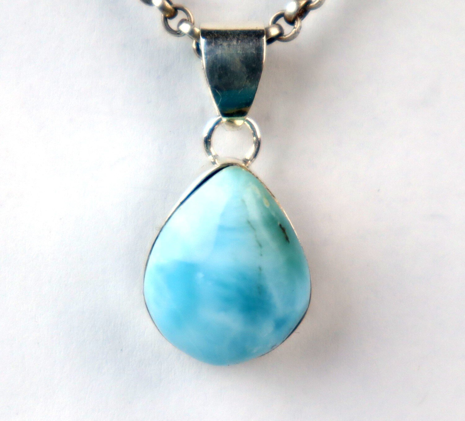 Artisan Polished Sky Blue Larimar 925 Sterling Silver Teardrop Pendant 26mm – photo 4