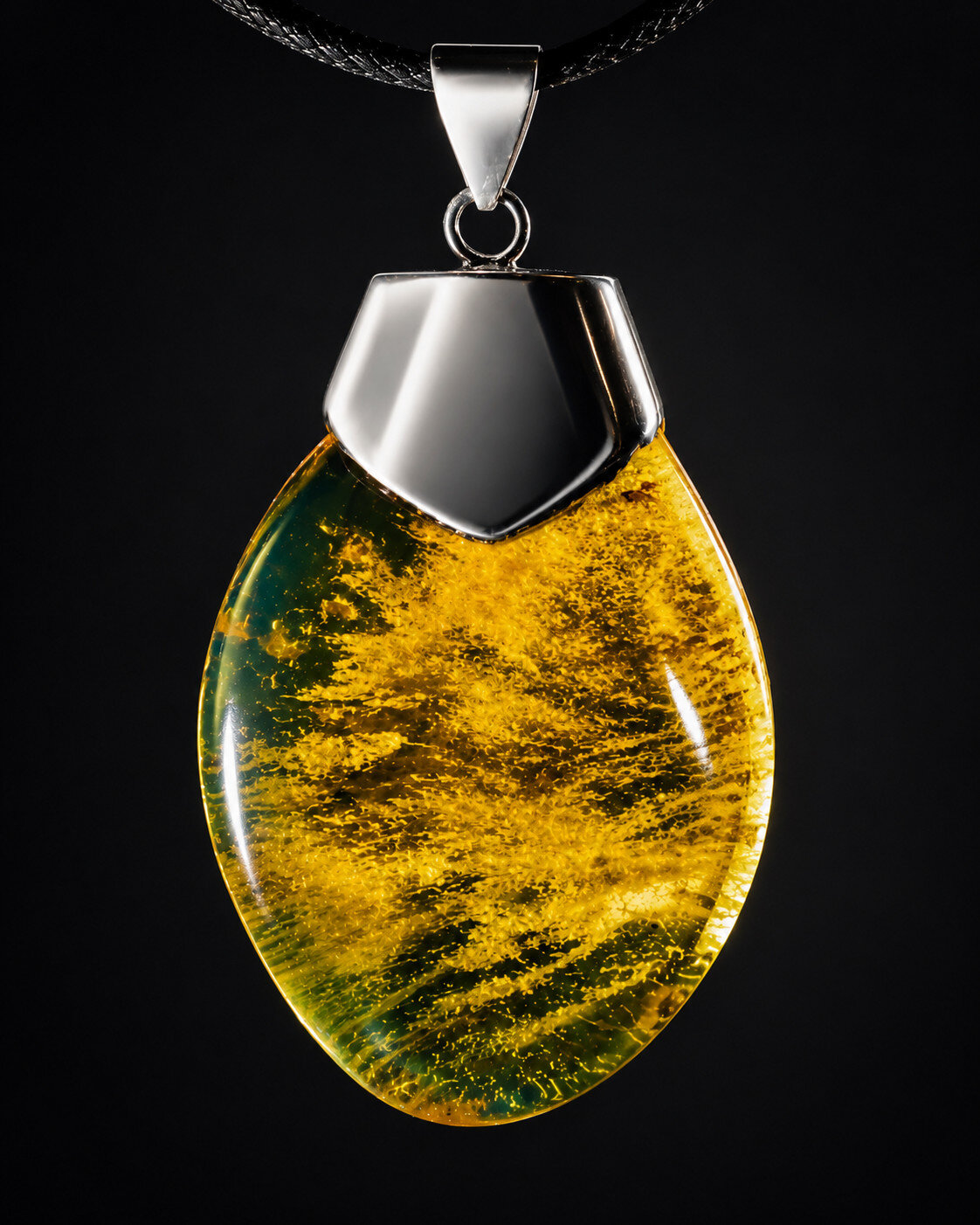 Handcrafted Biggest 2.2inch Blue Amber .925 Sterling Silver Pendant 57mm 13gram – photo 6