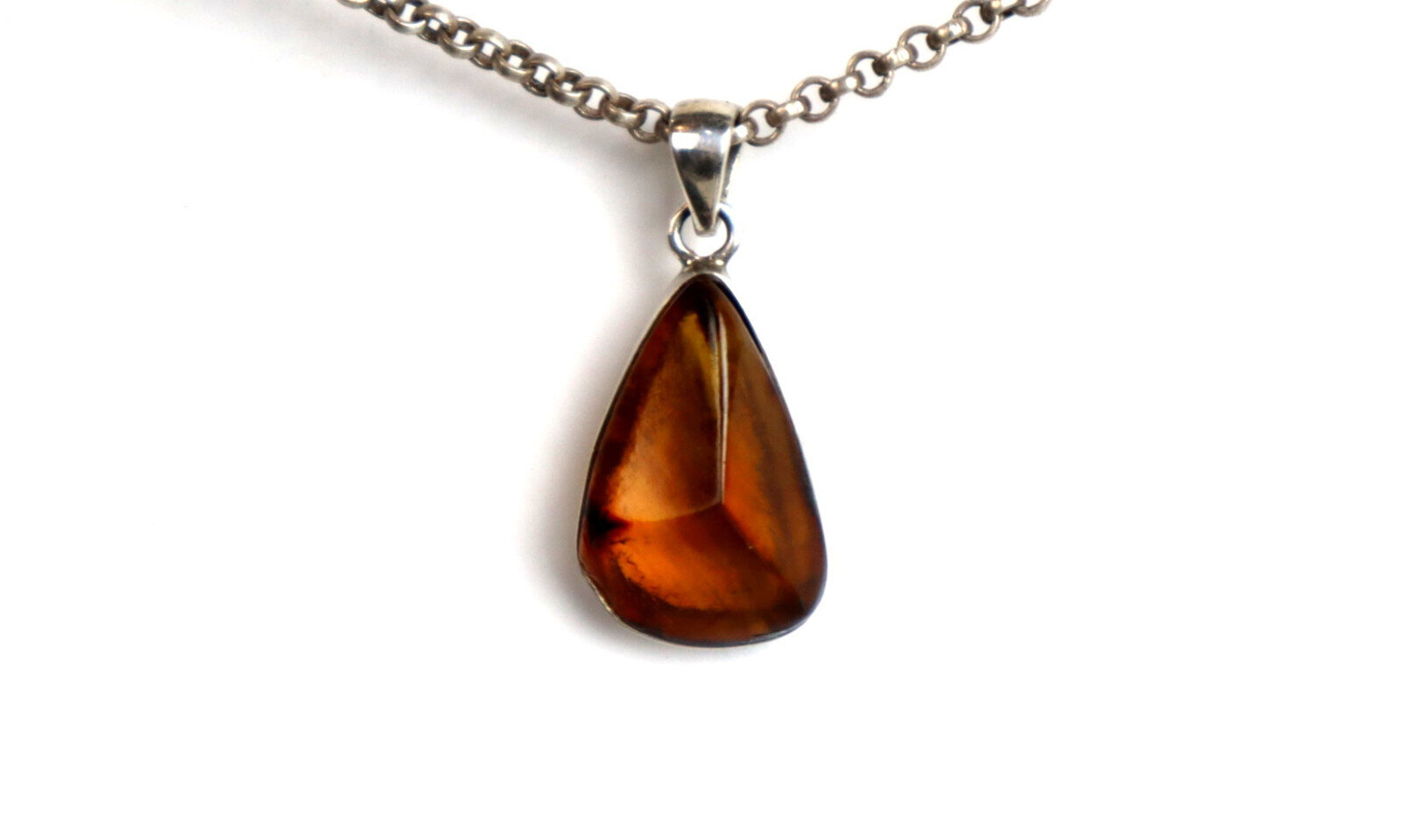 Beautiful Natural Clear Yellow Amber .925 Sterling Silver Pendant 30mm – photo 3