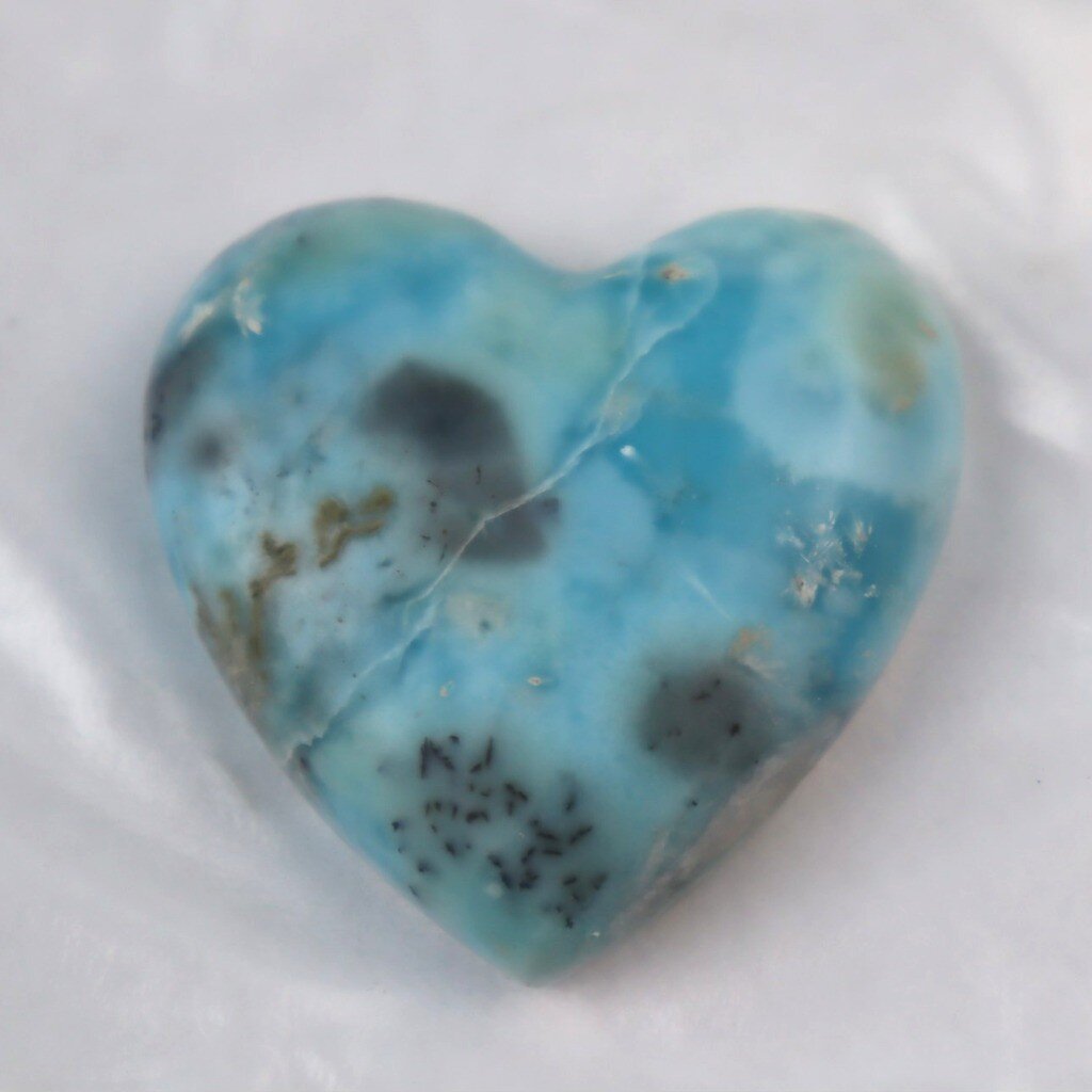 Biggest 38mm Beautiful Ocean Blue Larimar Heart Cabochon – photo 7