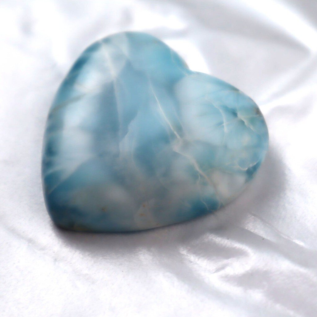 Genuine Beautiful Sky Blue Larimar Heart Cabochon 35mm – photo 4