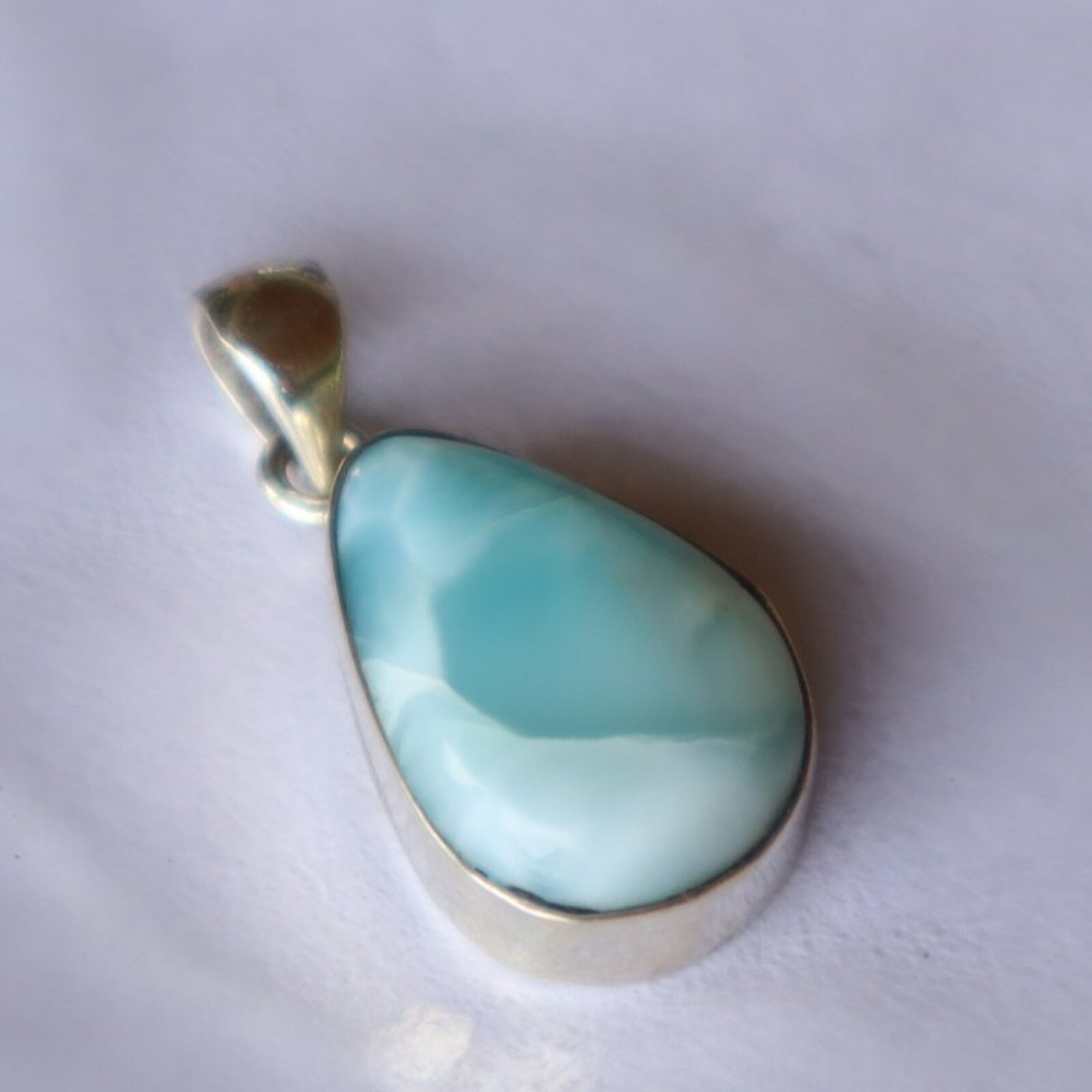 Studio Made Sky Blue Larimar 925 Sterling Silver Teardrop Pendant 30mm – photo 11