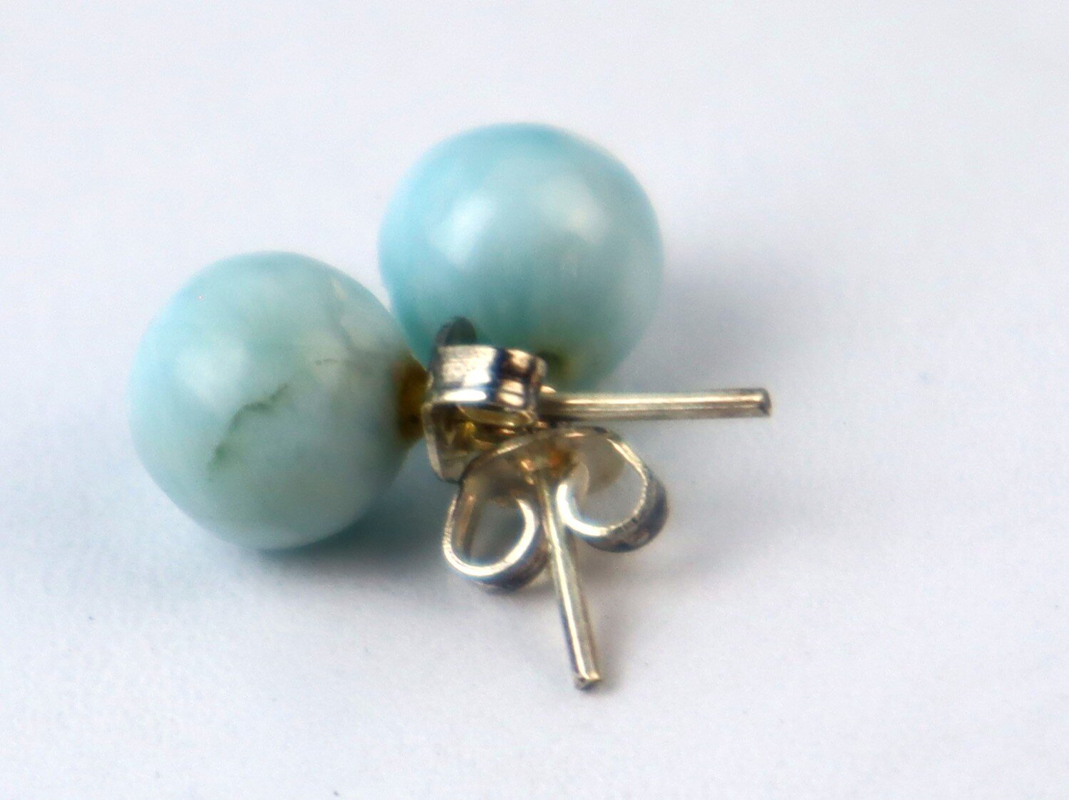 Genuine Dominican Blue Larimar Unique 925 Sterling Silver Earrings 0.4 Inch 1.9g – photo 6
