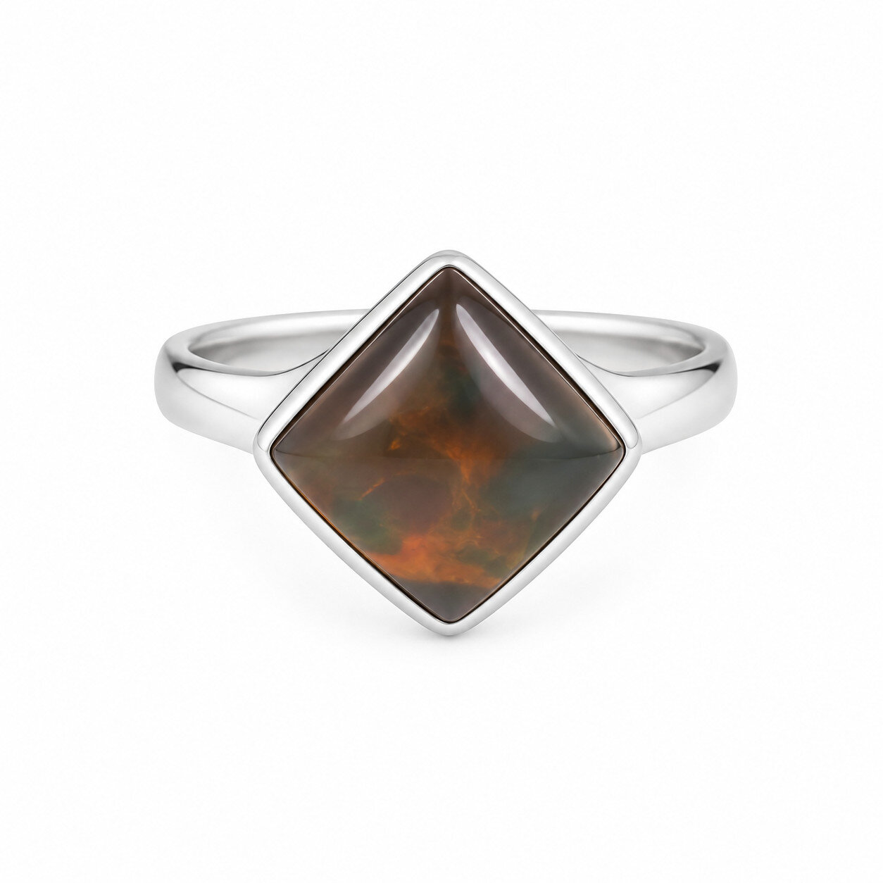 Gift Genuine Blue Amber 925 Sterling Silver Square Ring US#8.25 – photo 6