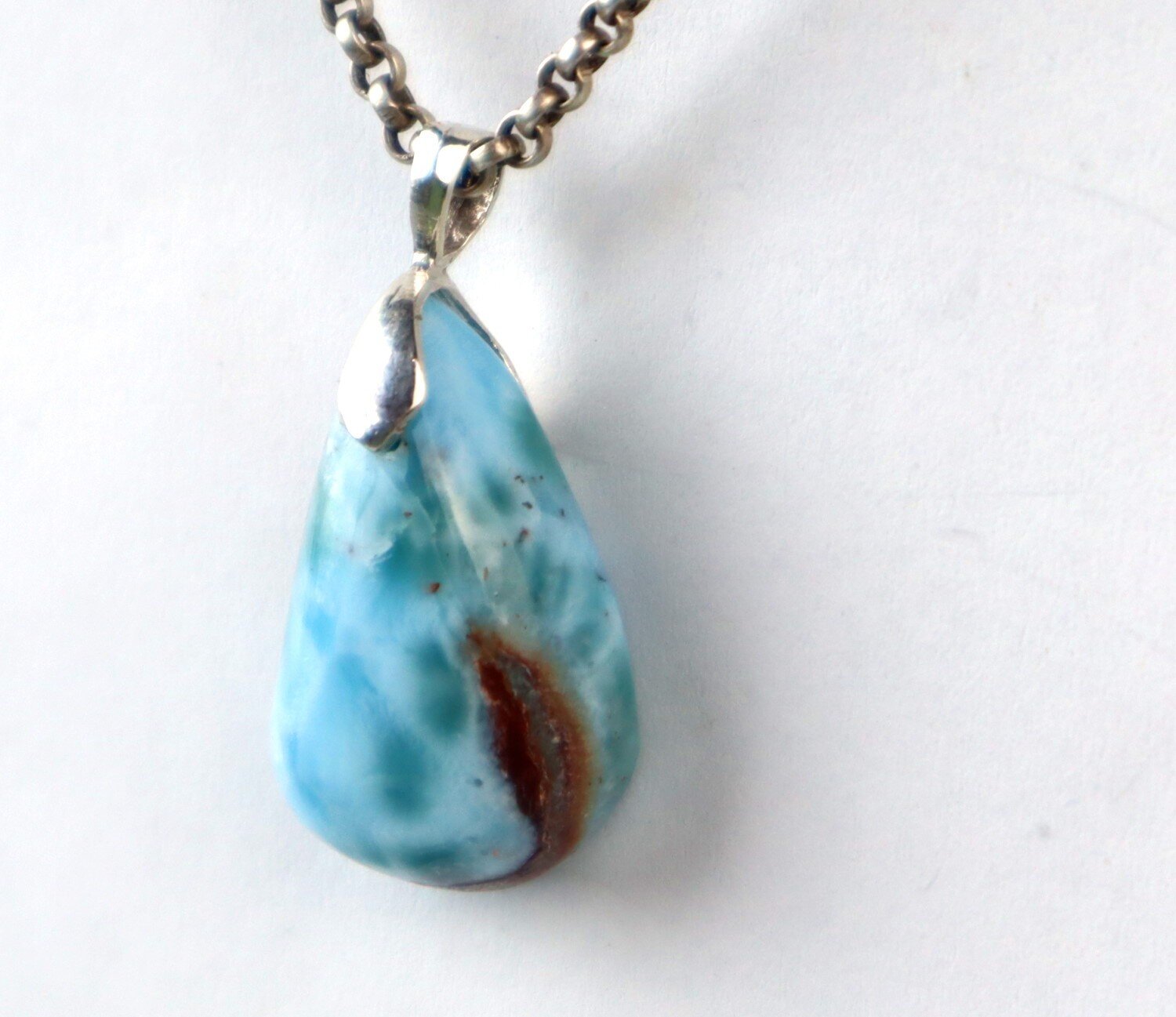 Larimar Blue Sterling Silver Pendant 33mm – photo 6