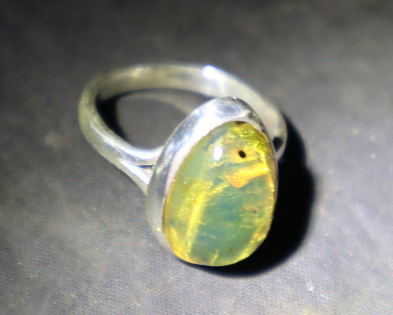 Beautiful Natural Clear Light Green Amber 925 Sterling Silver Ring free resizing – photo 5
