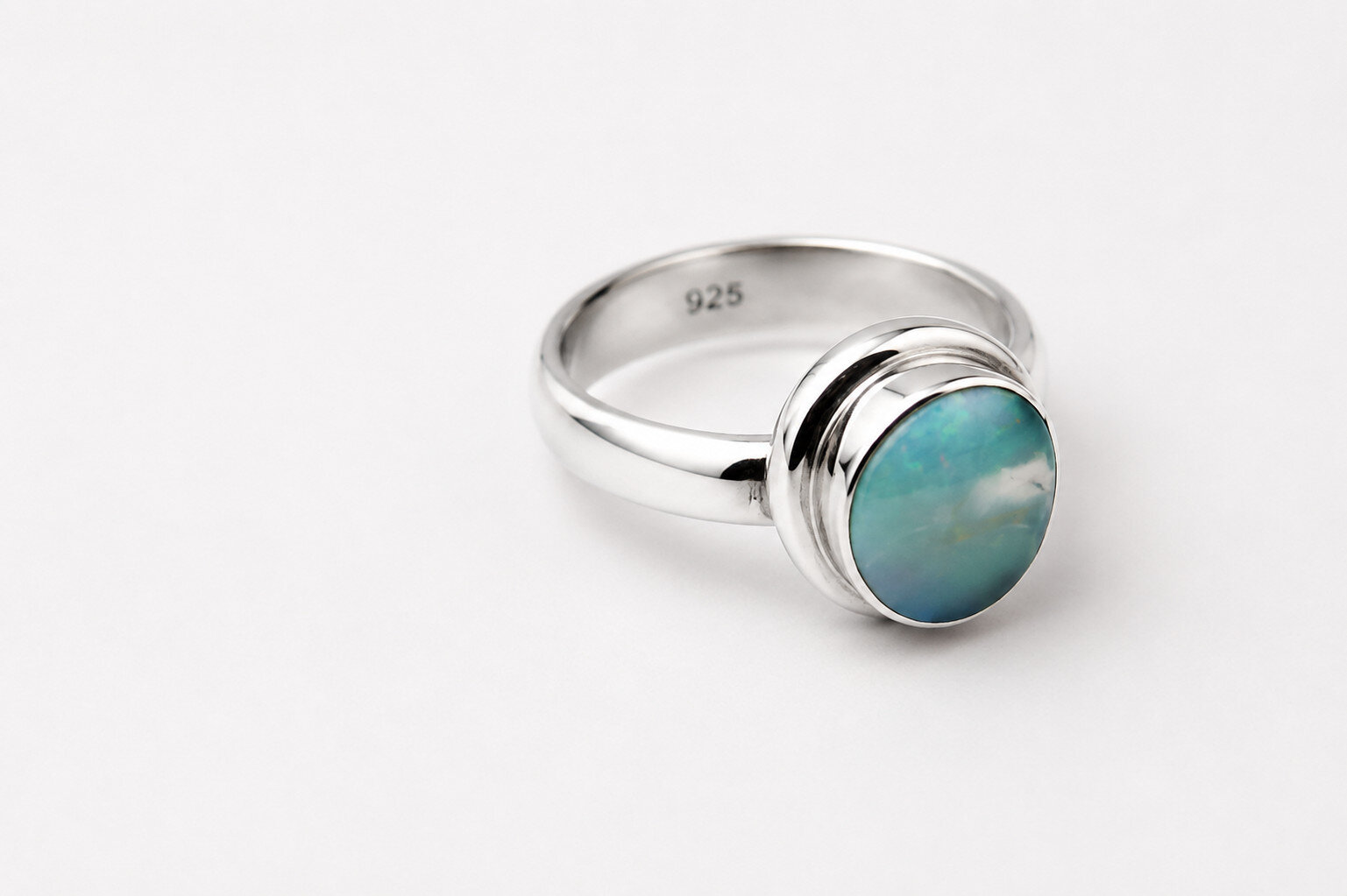 Genuine Beautiful Sky Blue Larimar 925 Sterling Silver Ring US#8 1/2 – photo 4