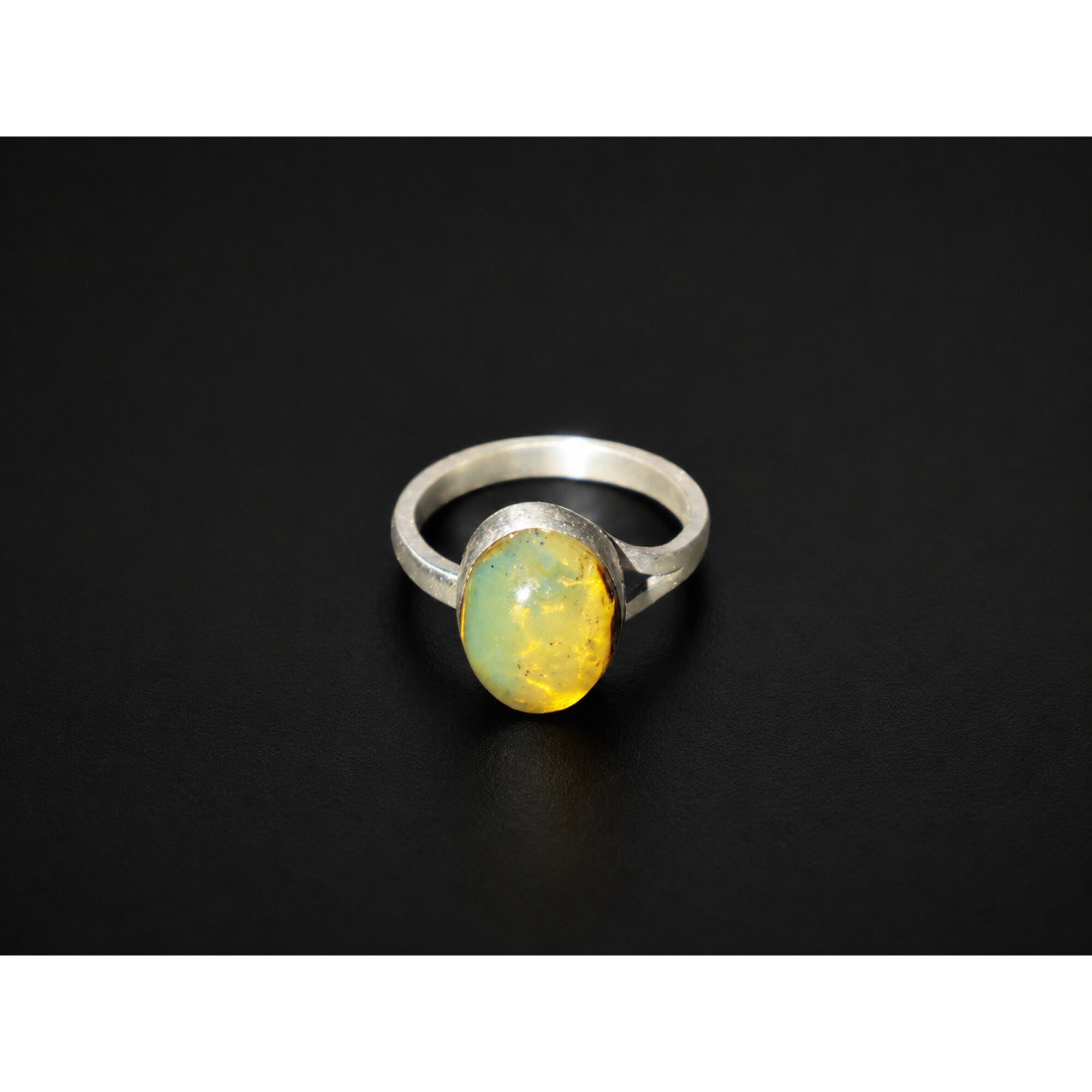 Hand Finished Clear Light Blue Dominican Amber 925 Sterling Silver Ring #5.75 – photo 2