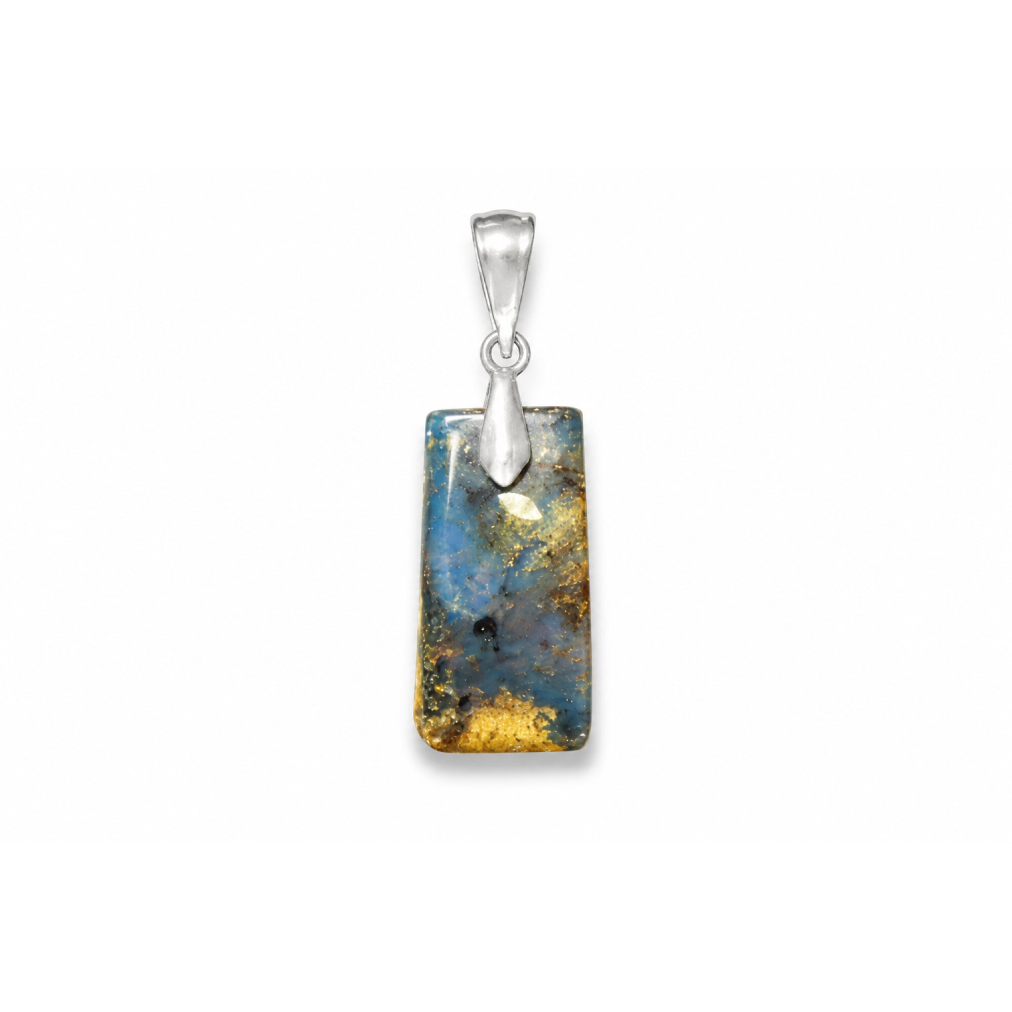 Artisan Made Translucent Deep Blue Dominican Amber 925 Sterling Silver Pendant – photo 4