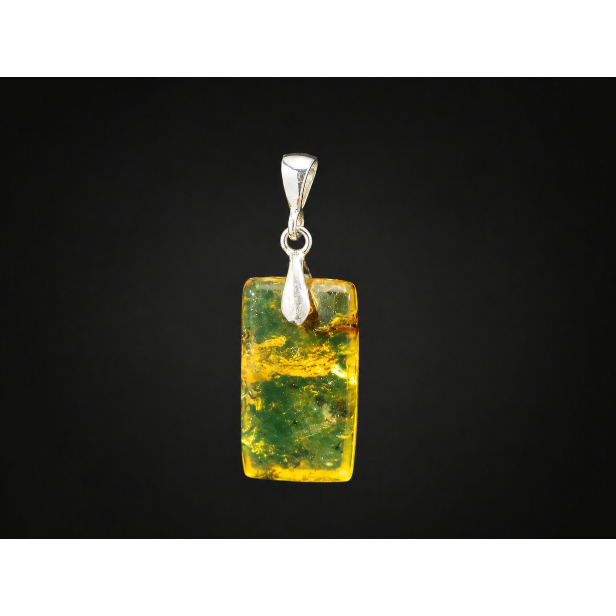 Artisan Crafted Clear Orange Yellow Dominican Amber 925 Sterling Silver Pendant 32mm – photo 2