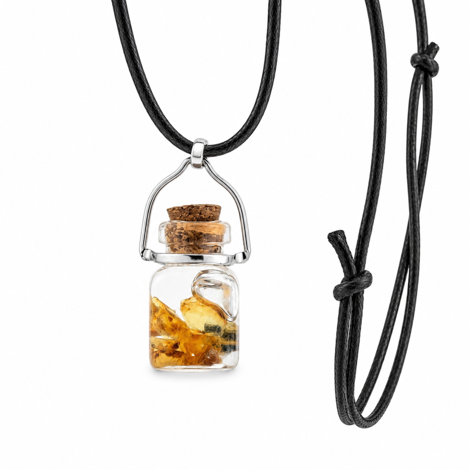 Artisan Crafted Clear Yellow Dominican Amber 925 Sterling Silver Necklace 38mm
