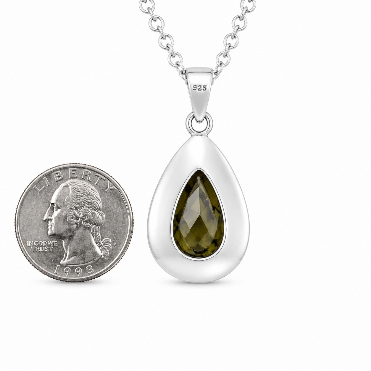 Handcrafted Natural Brown Greenish Yellow Smoky Quartz 925 Sterling Silver Pendant 38mm – photo 4