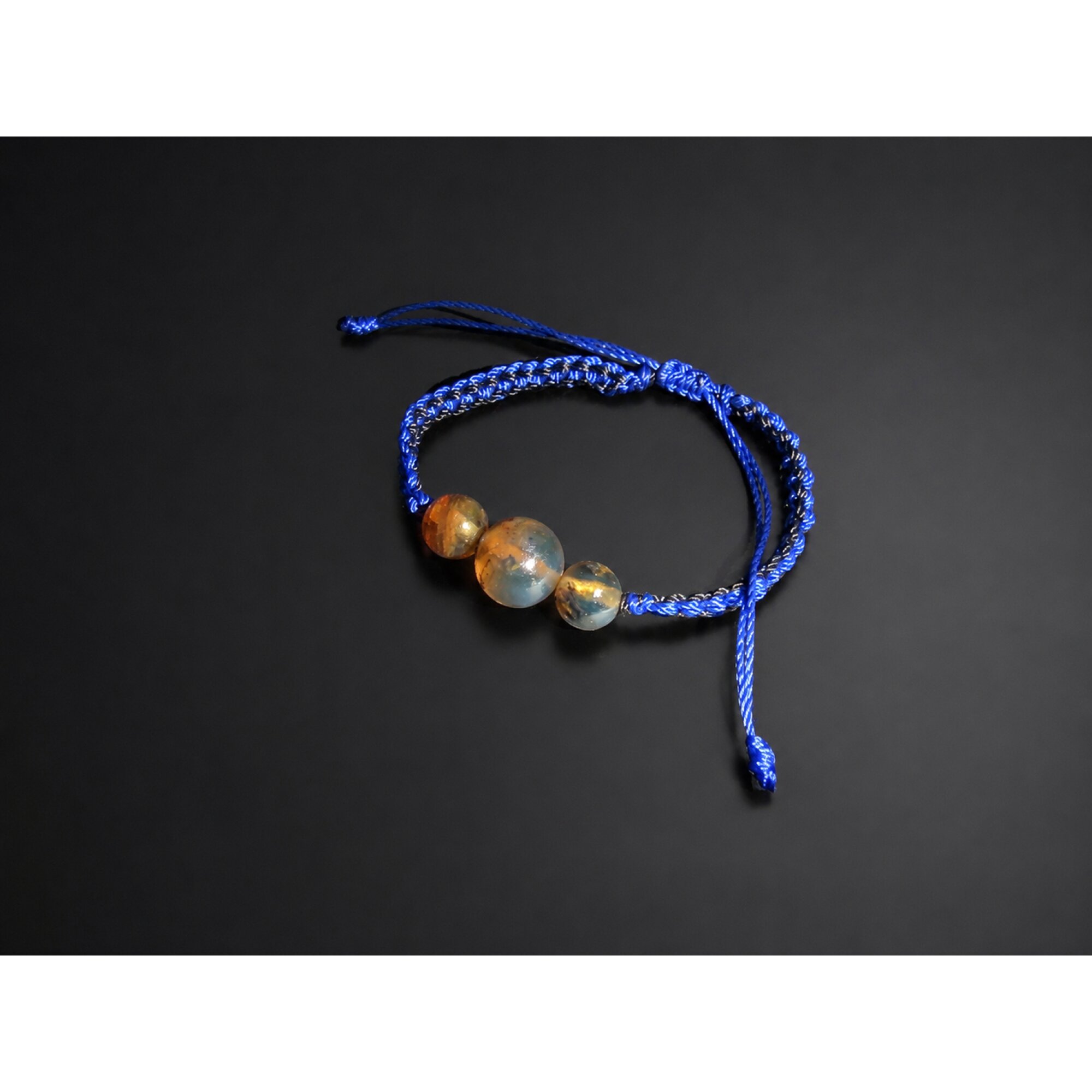 Artisan Clear Deep Blue Dominican Amber Bracelet 28mm – photo 2
