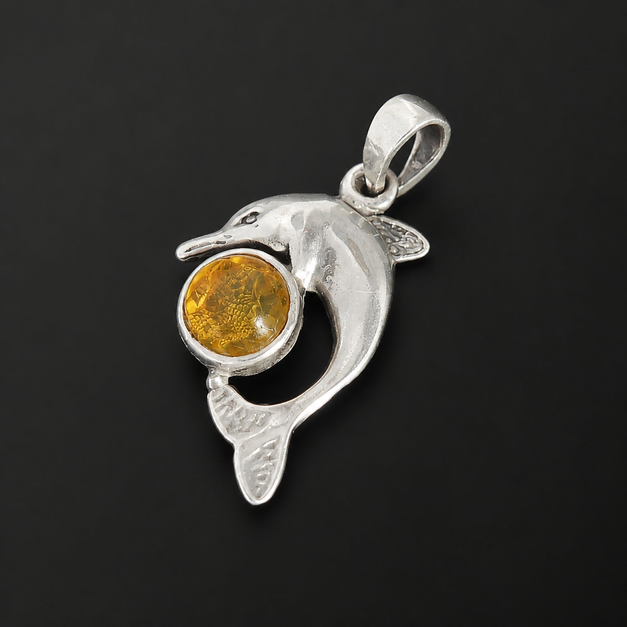 Natural Translucent Light Yellow Dominican Amber 925 Sterling Silver Pendant – photo 3