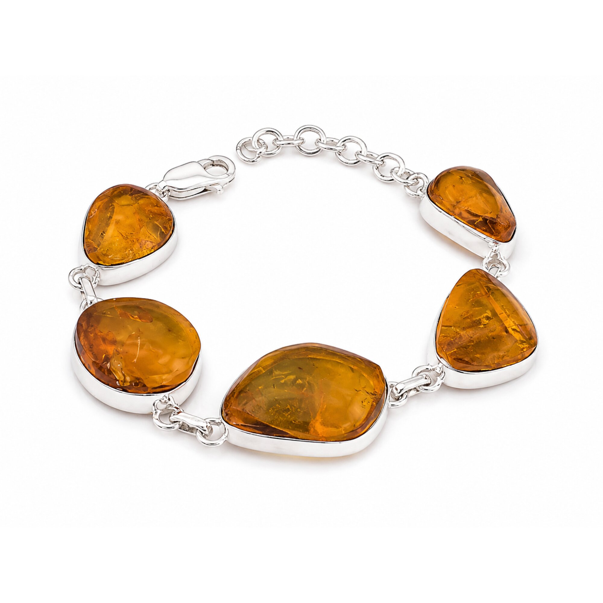 Carefully Handmade Clear Orange Dominican Amber 925 Sterling Silver Bracelet 27mm – photo 2
