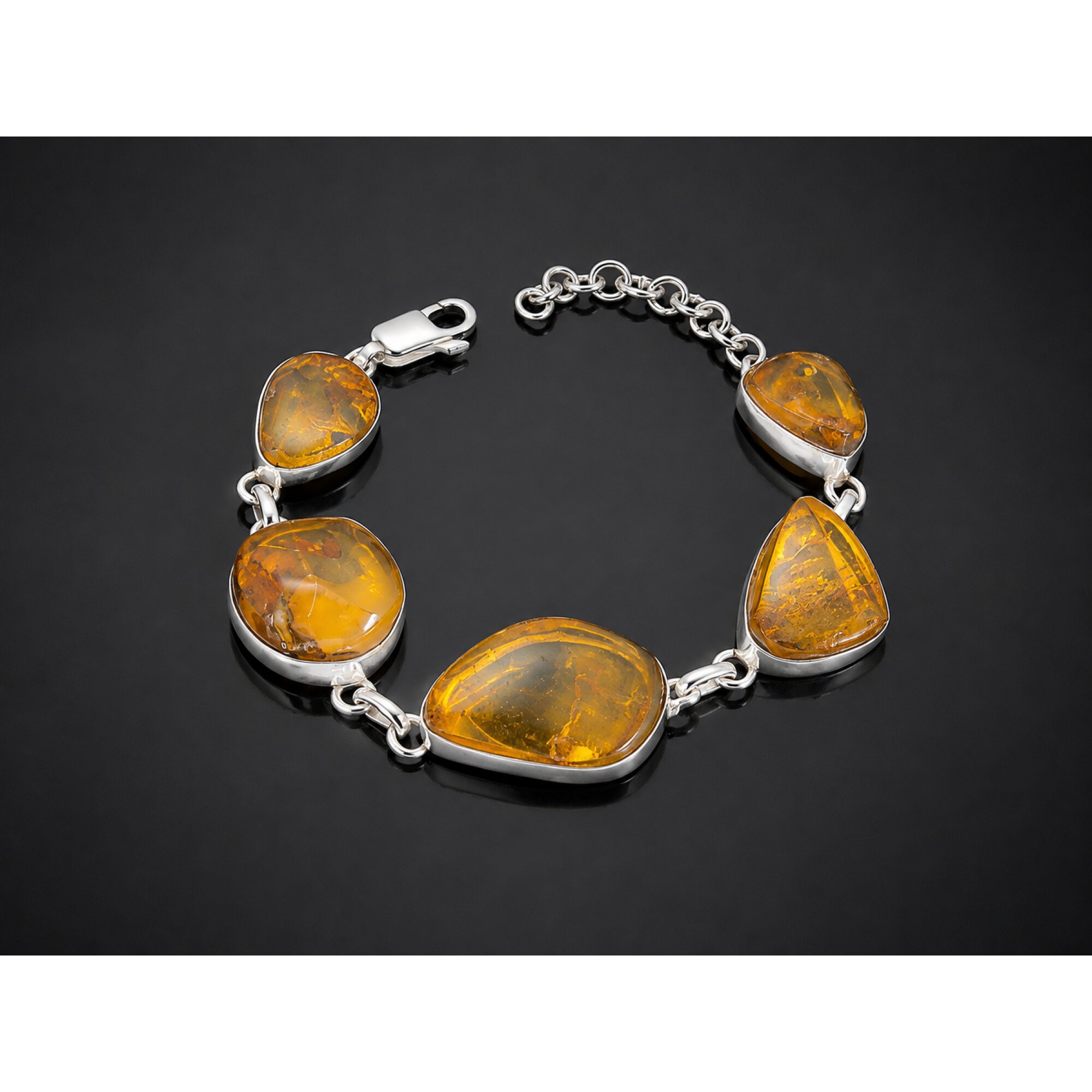 Carefully Handmade Clear Orange Dominican Amber 925 Sterling Silver Bracelet 27mm – photo 3