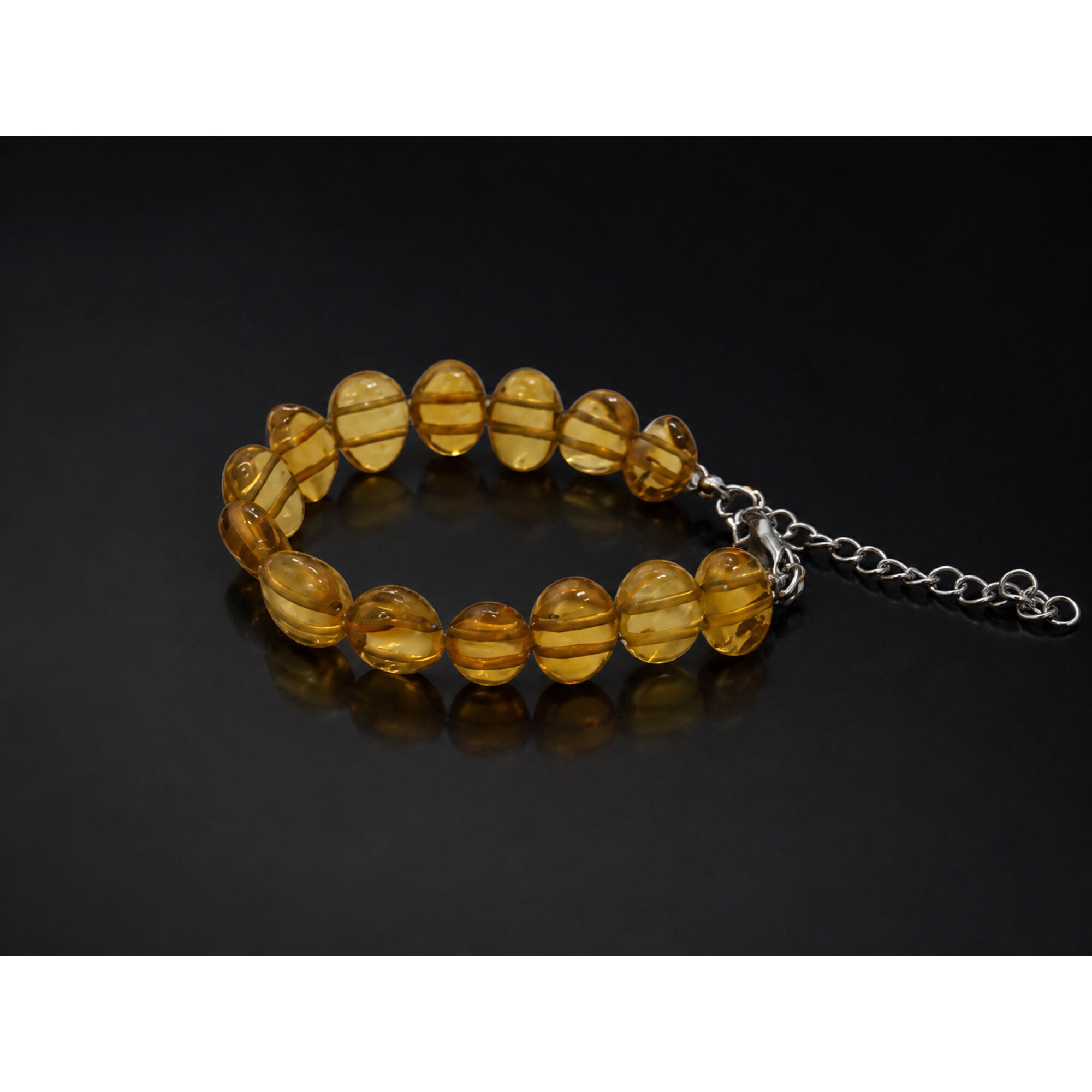 Artisan Made Clear Green Orange Dominican Amber 925 Sterling Silver Bracelet 6.7 Inch – photo 2