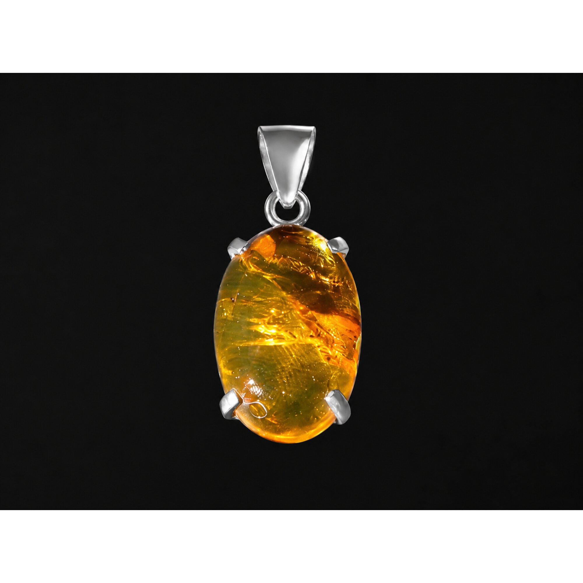 Handmade Clear Fly Dominican Amber 925 Sterling Silver Fossils 35mm 3.9g – photo 2