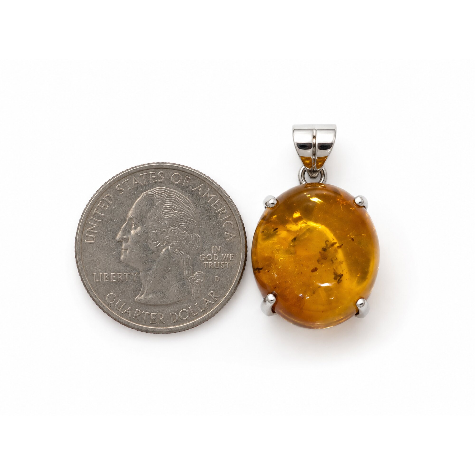 Handmade Clear Wasp Dominican Amber 925 Sterling Silver Fossils 32mm 4.4g – photo 2