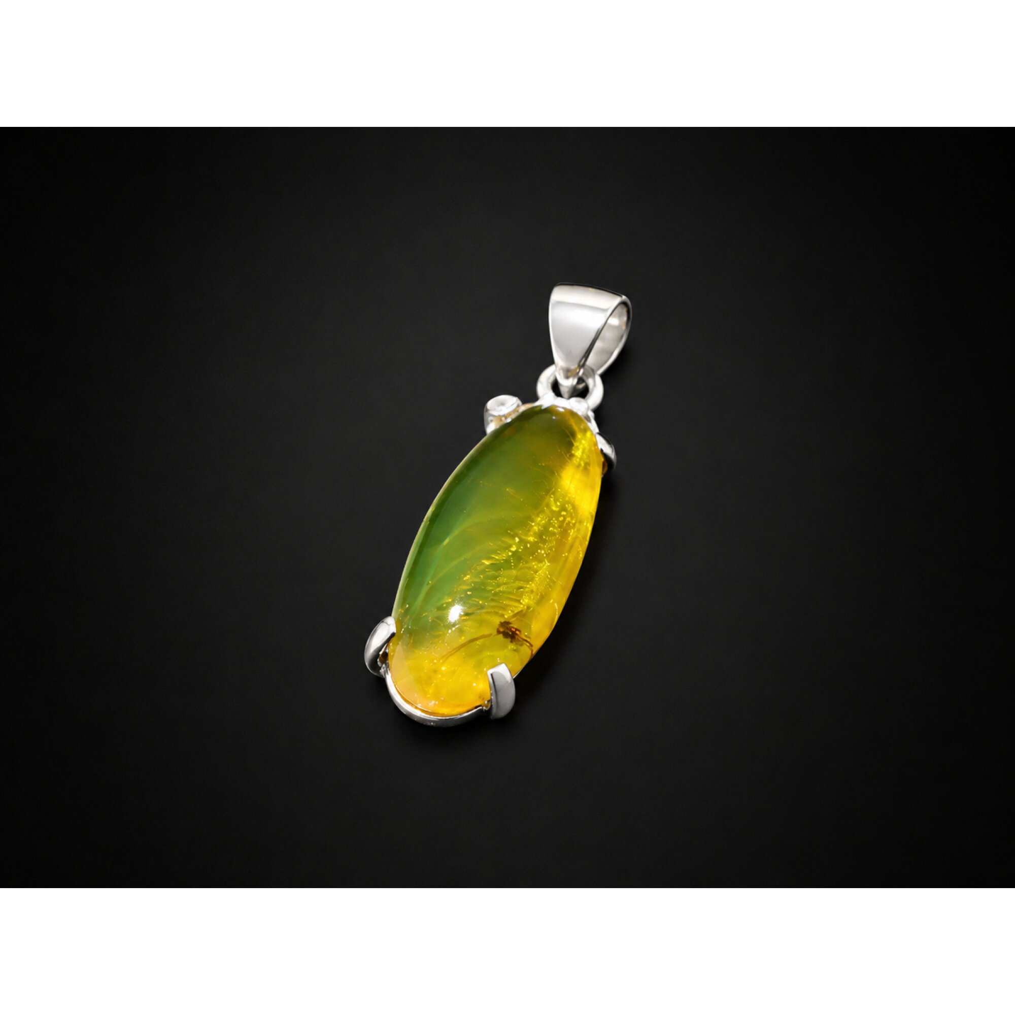 Handmade Clear Mosquito Dominican Amber 925 Sterling Silver Fossils 35mm 3.1g – photo 5