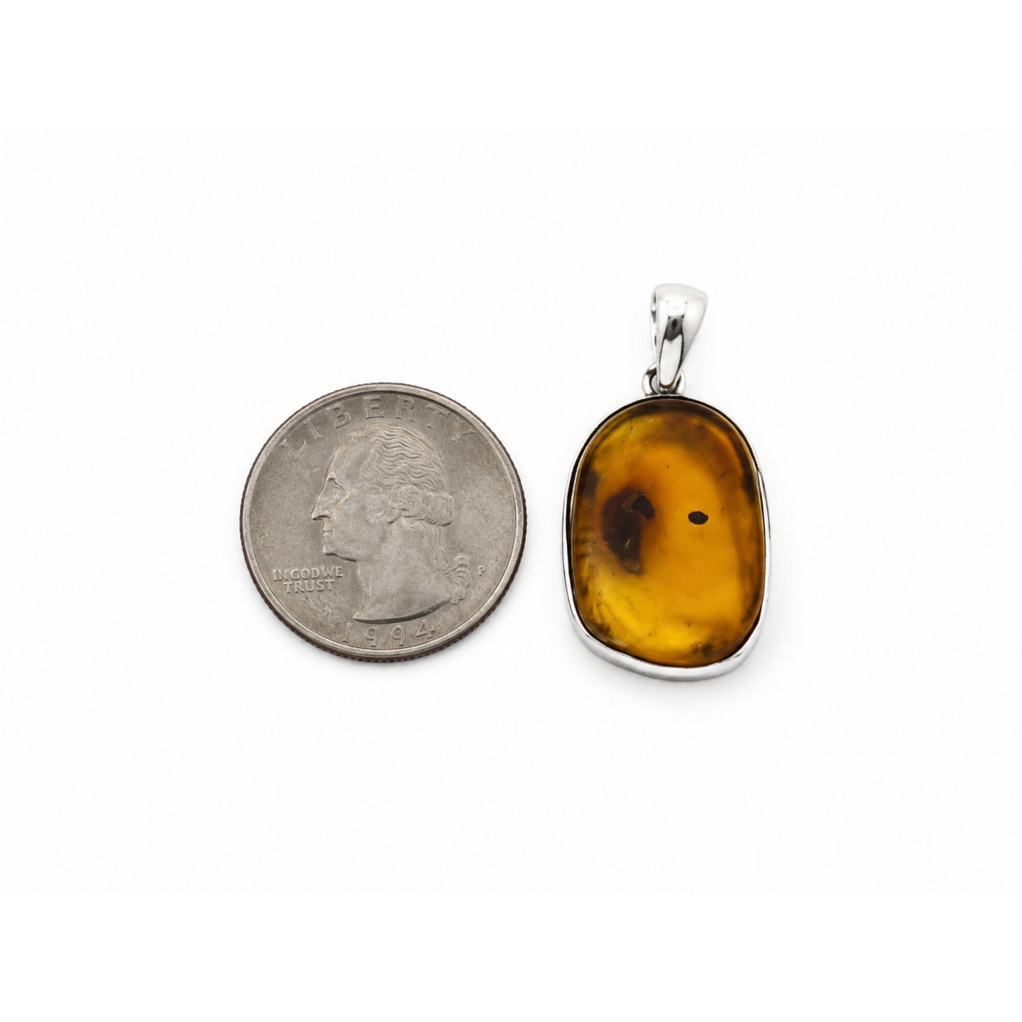 Genuine Clear Yellow Green 925 Sterling Silver Pendant 35mm – photo 4