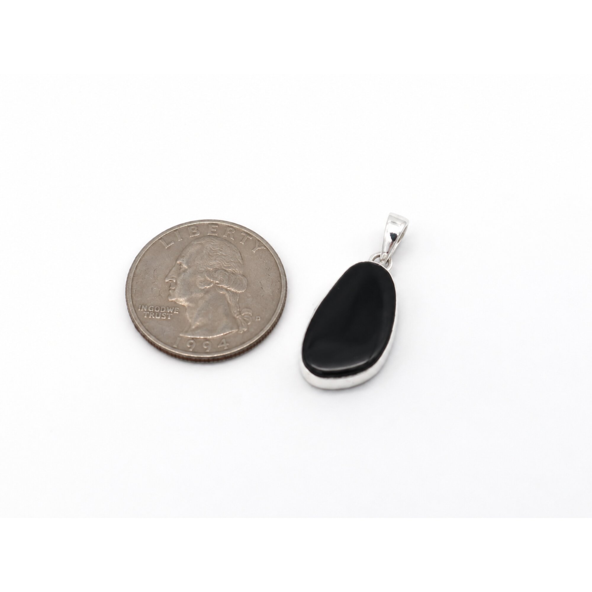 Real Clear Dark Olive Green 925 Sterling Silver Pendant 31mm – photo 4