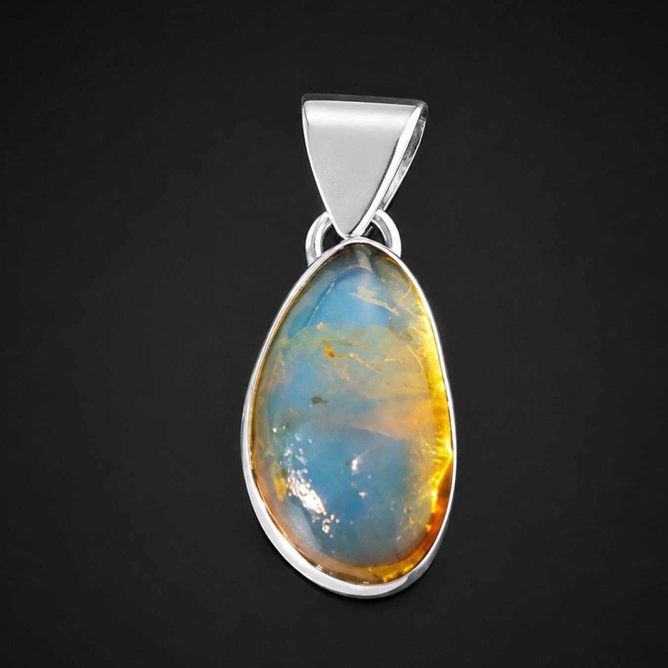 Studio Made Clear Sky Blue 925 Sterling Silver Pendant 26mm