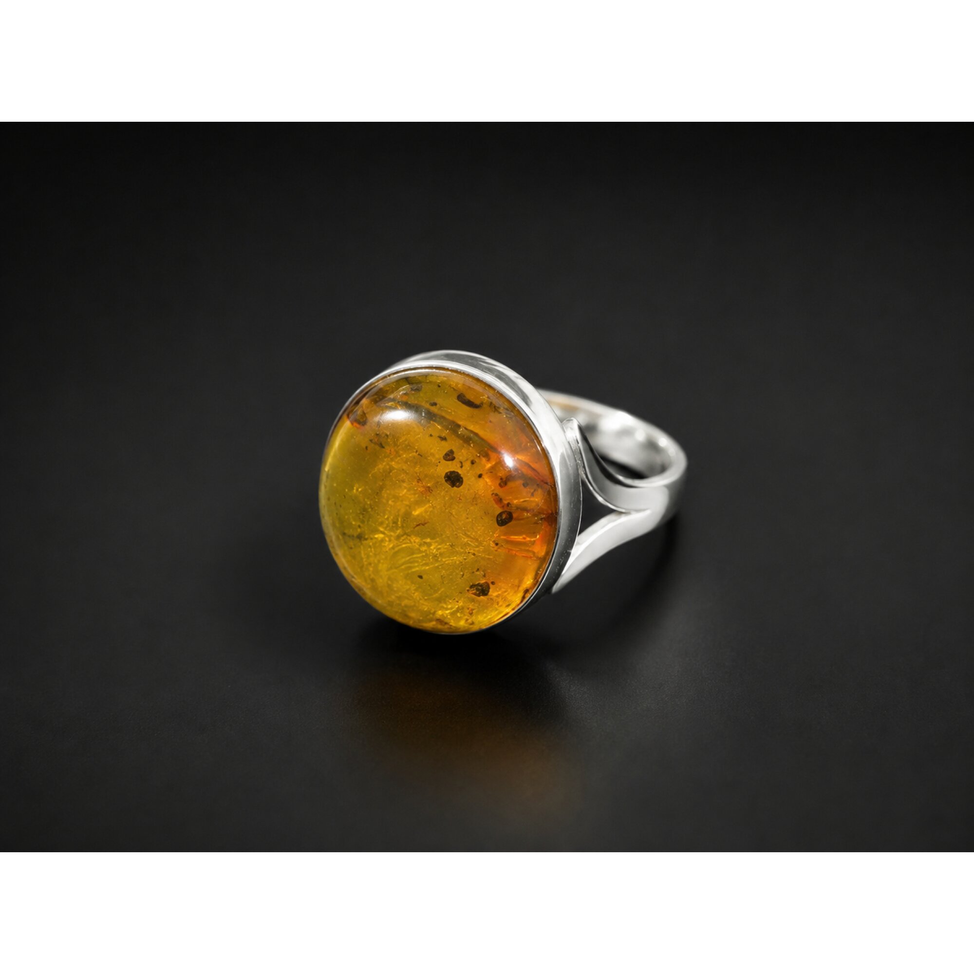 Timeless Clear Deep Orange Dominican Amber 925 Sterling Silver Ring #9.5 – photo 2