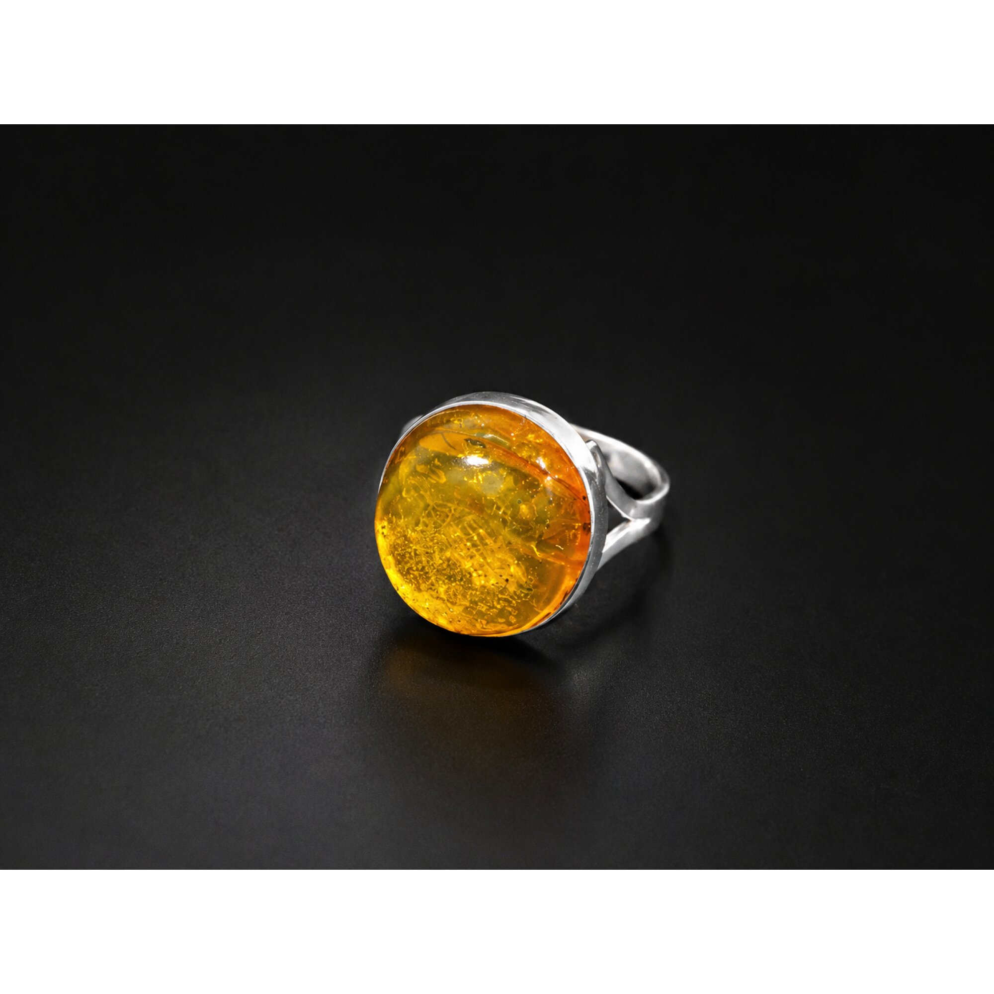 Timeless Clear Deep Orange Dominican Amber 925 Sterling Silver Ring #9.5 – photo 3