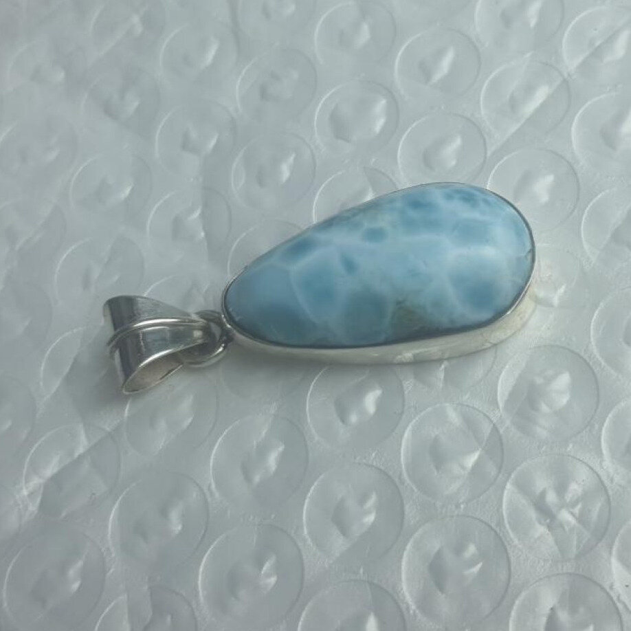 Luxury Clear Sky Blue Dominican Amber 925 Sterling Silver Ring – photo 2