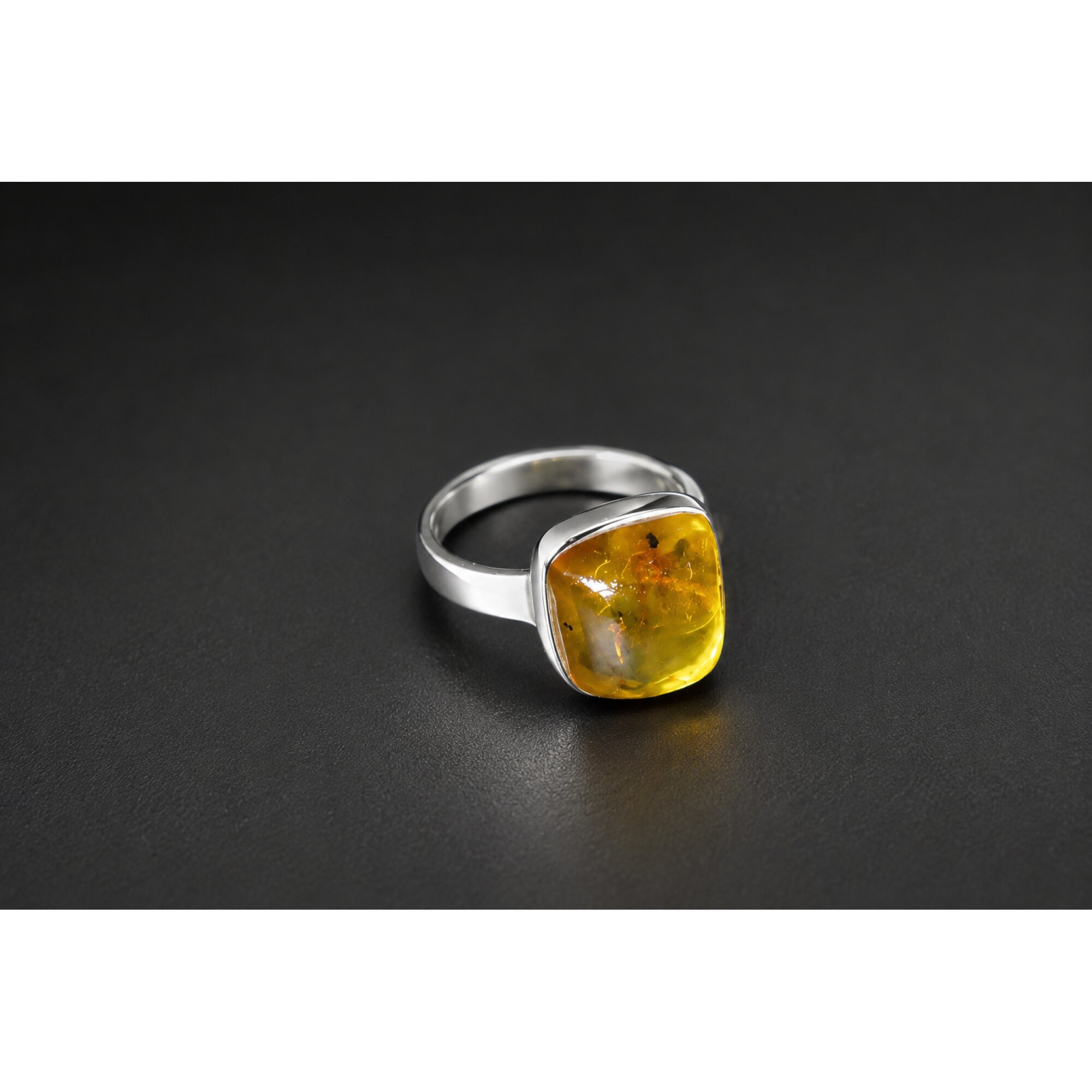 Handmade Clear Yellow Dominican Amber 925 Sterling Silver Ring #6 – photo 3