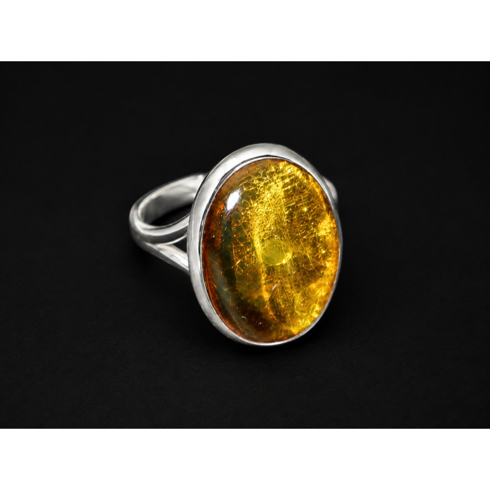 Natural Clear Orange 925 Sterling Silver Dominican Amber Ring #7.5 – photo 3