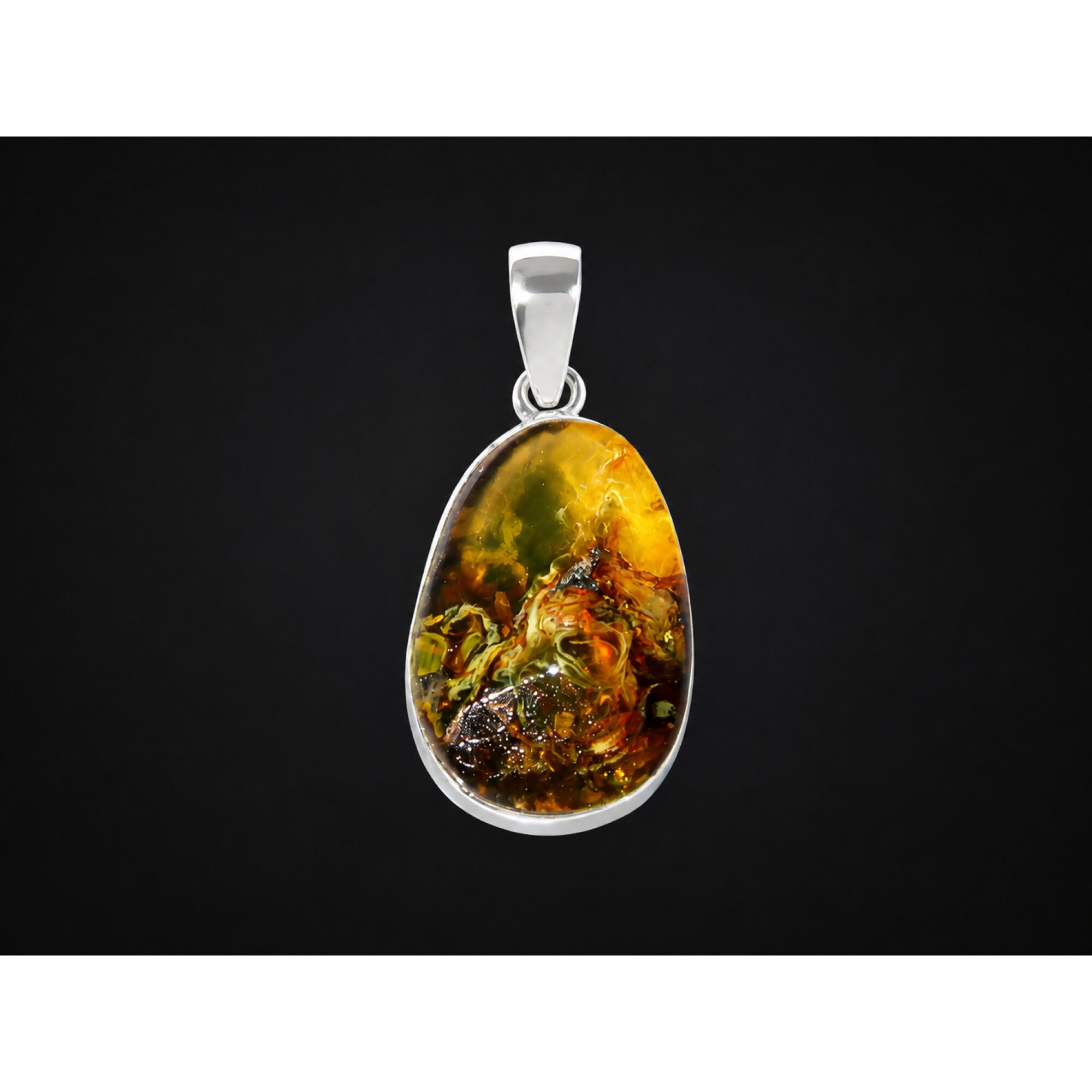 Handmade Translucent Yellow Brown 925 Sterling Silver Dominican Amber Pendant 30 – photo 4