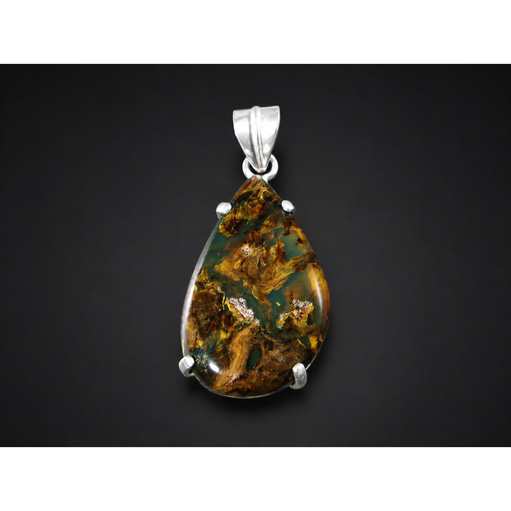 Artisan Made Translucent Cognac Blue 925 Sterling Silver Dominican Amber Pendant – photo 2