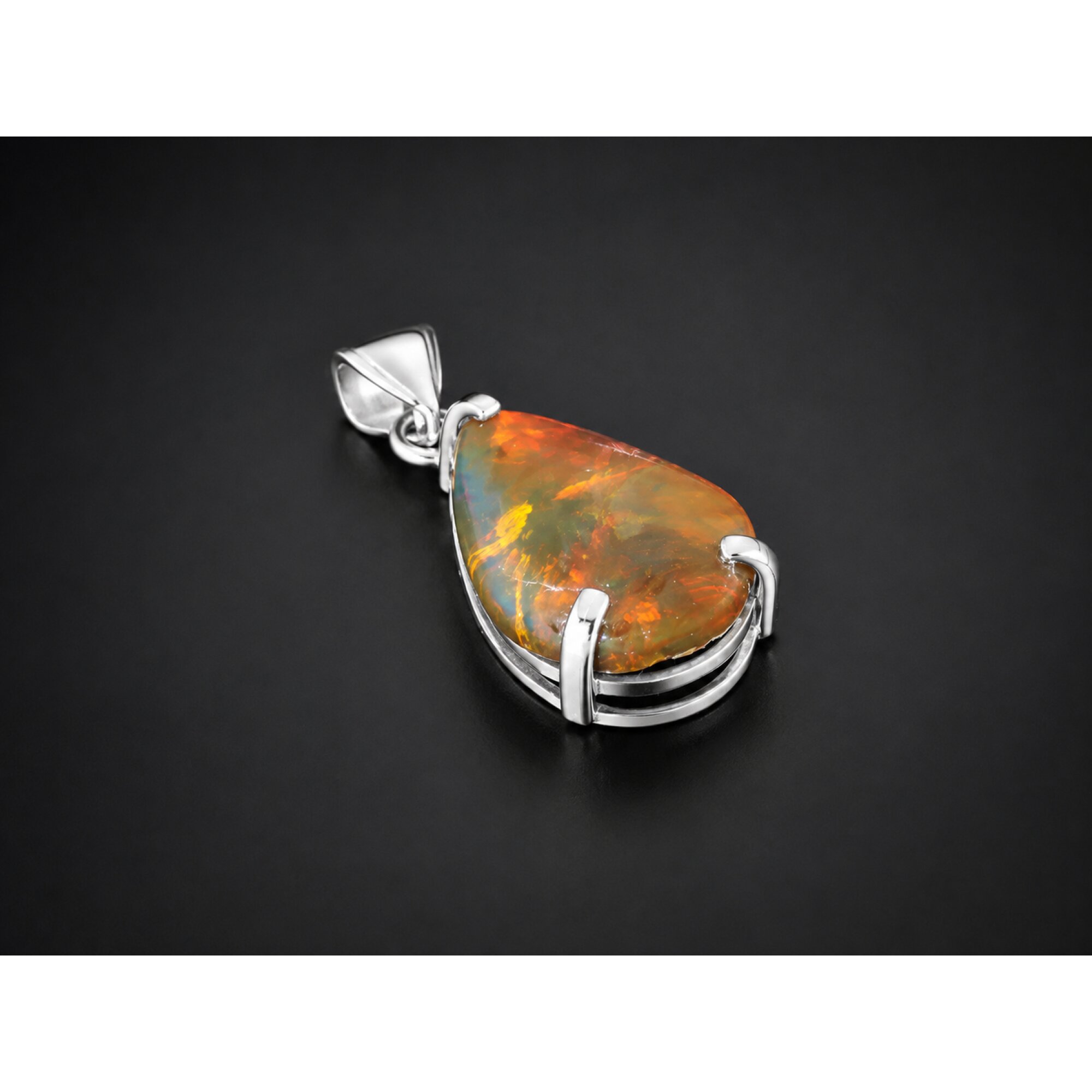Master Crafted Translucent Orange Blue 925 Sterling Silver Dominican Amber Pendant – photo 4