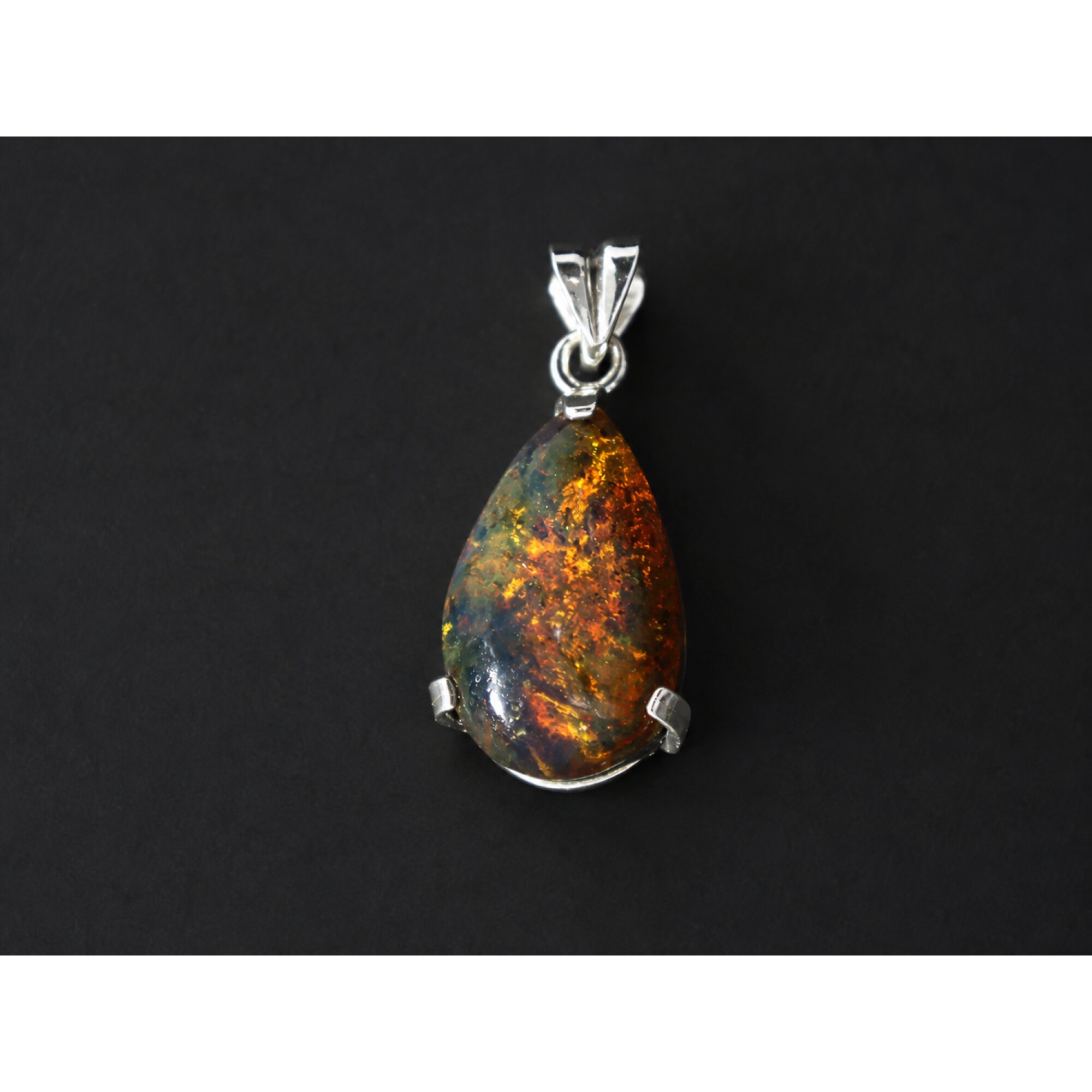 Clear autumn blue Natural Dominican Amber teardrop 925 Sterling Pendant 36 mm – photo 2