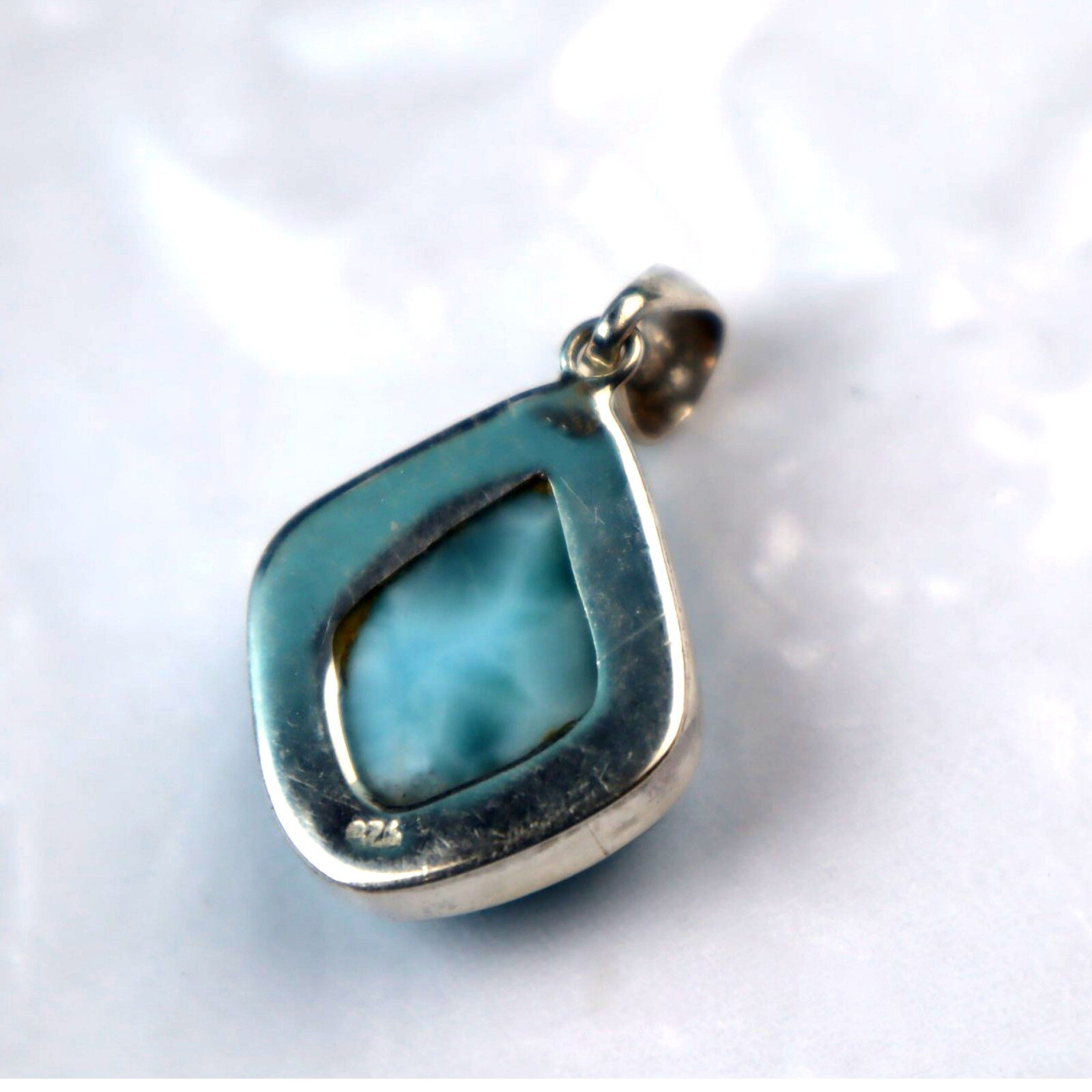 Genuine Beautiful Sky Blue Larimar 925 Sterling Silver Pendant 38mm 10.6g – photo 7