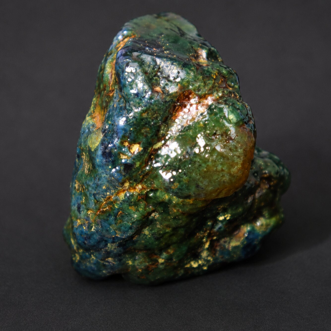 Clear dark blue green Natural Dominican Amber rough Specimen 70 mm