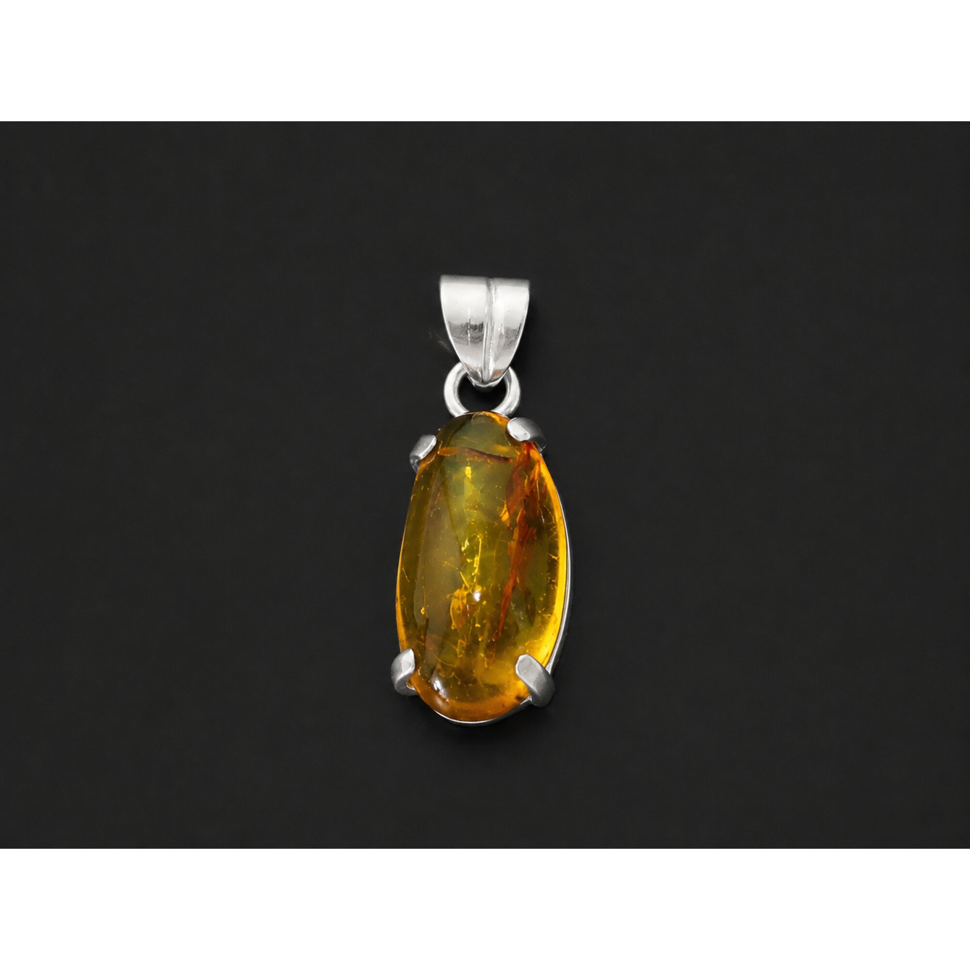 Clear deep blue Natural Dominican Amber teardrop 925 Sterling Pendant 30 mm – photo 4