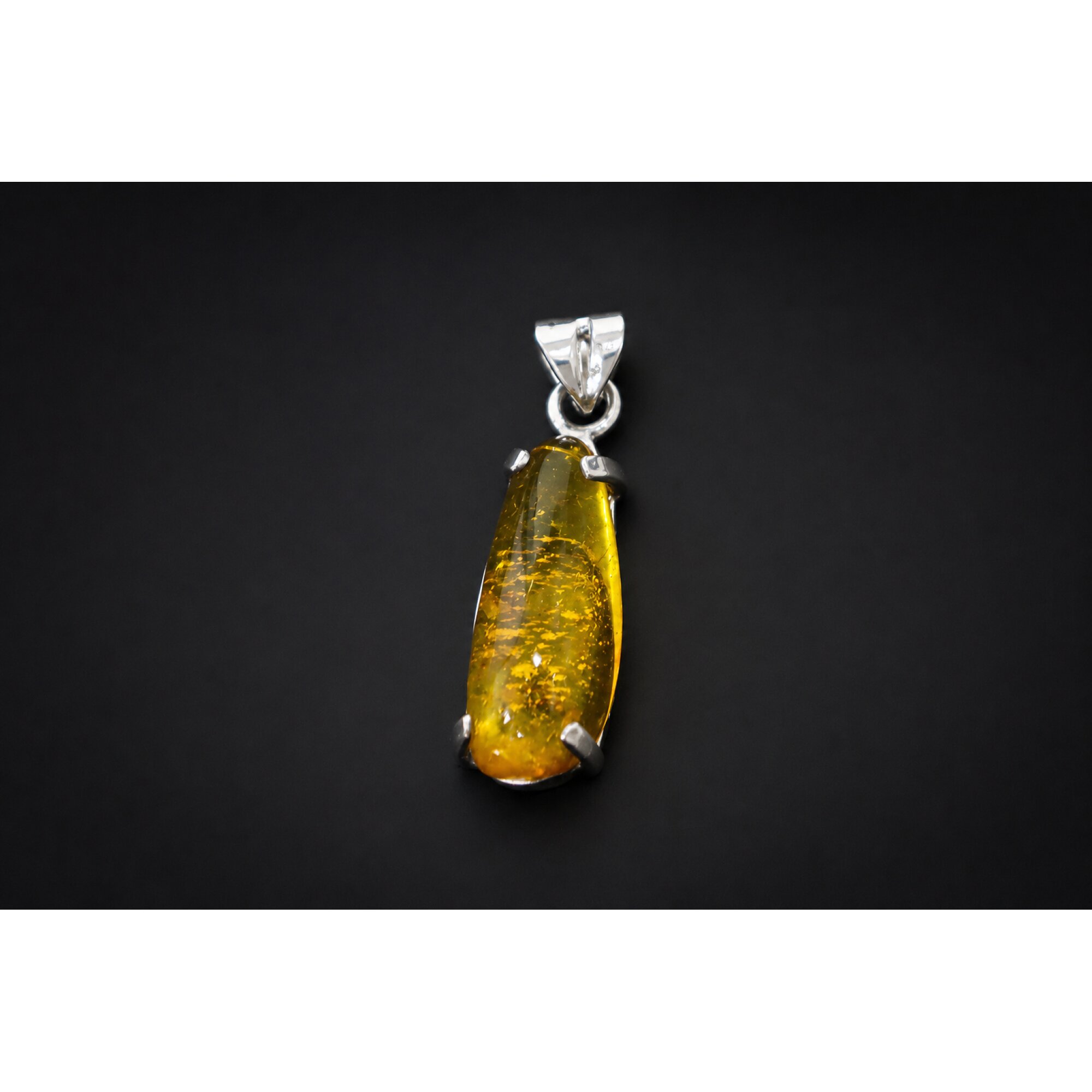 small gnat Inclusion Clear yellow Natural Dominican Amber oval 925 Pendant 34 mm – photo 5