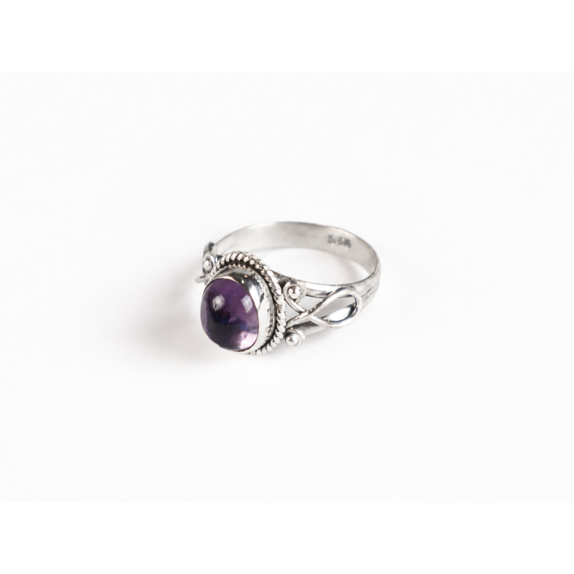 Clear deep purple Natural amethyst oval 925 Sterling Silver Ring Size 6.50 – photo 2
