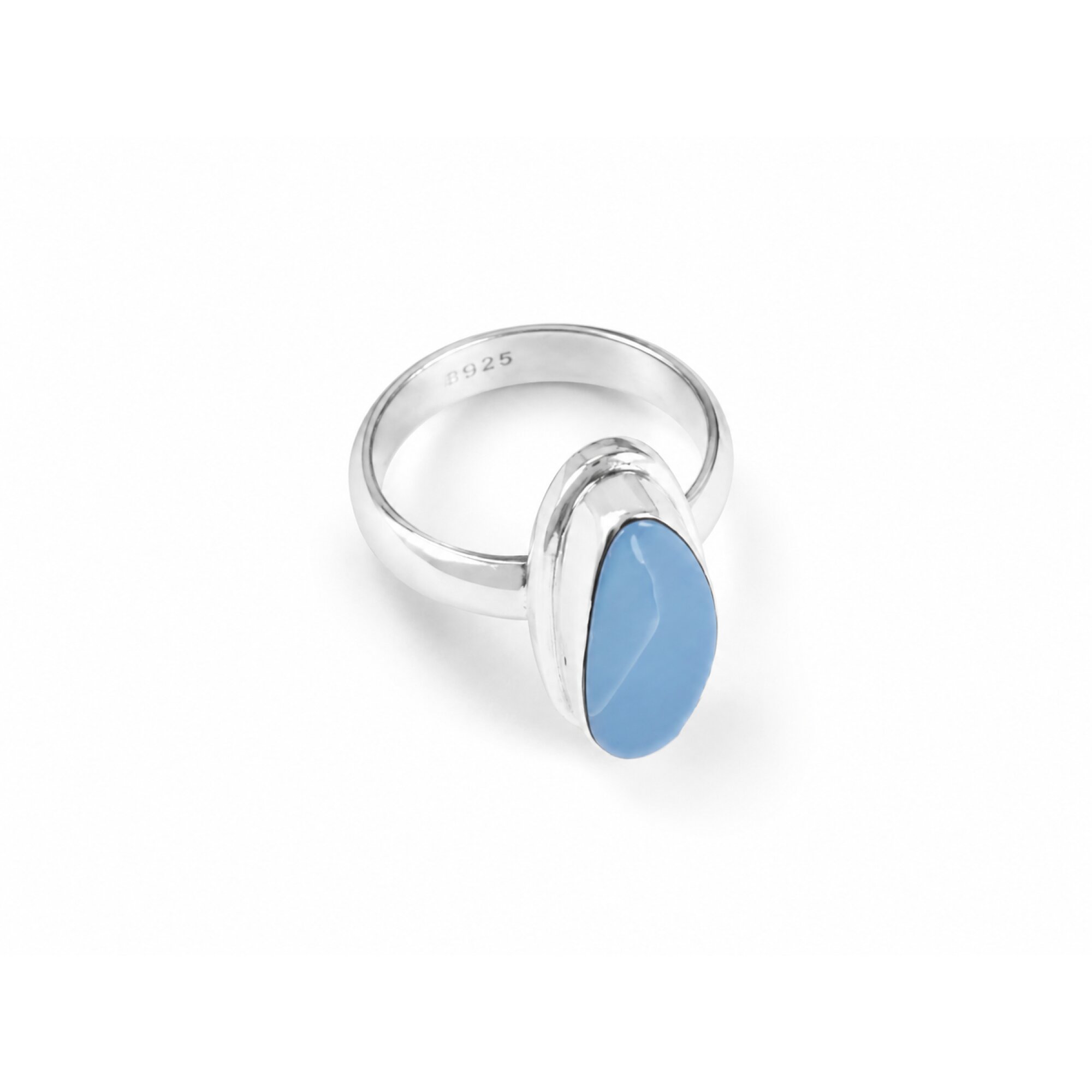 light blue Chalcedony freeform 925 Sterling Silver Ring Size 8.25 – photo 4
